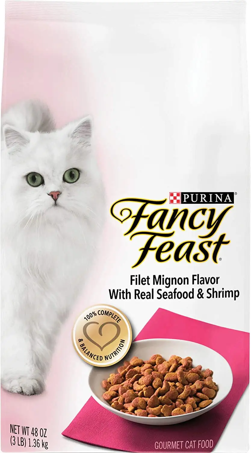 Fancy Feast Filet Mignon Flavor With Real Seafood & Shrimp Dry Cat Food. 3 LB (Pack of 2)