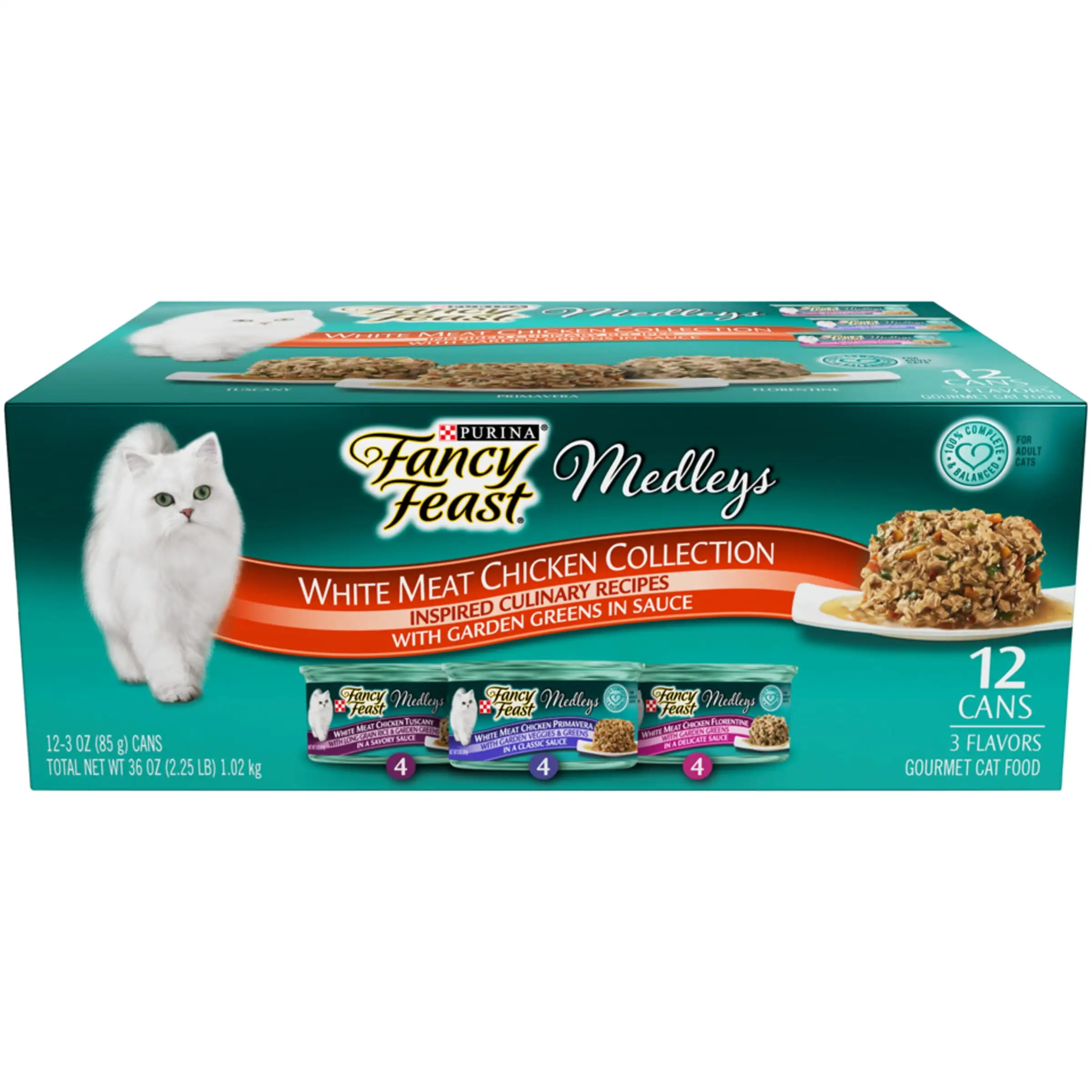 Fancy Feast Wet Cat Food Variety Pack. Medleys White Meat Chicken in Sauce Collection. 3 oz. Can