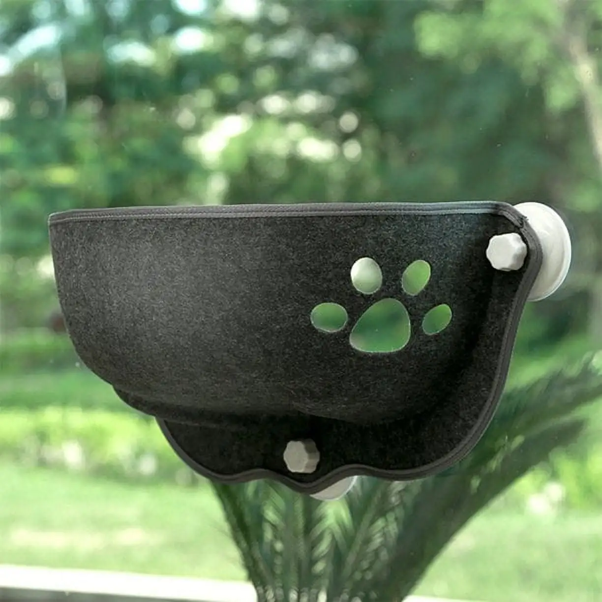 Feelers Cat Window Perch. Cat Hammock Window Seat with Durable Suction Cups Cat Bed. Felt Dark Gray. Holds Up to 33 lbs