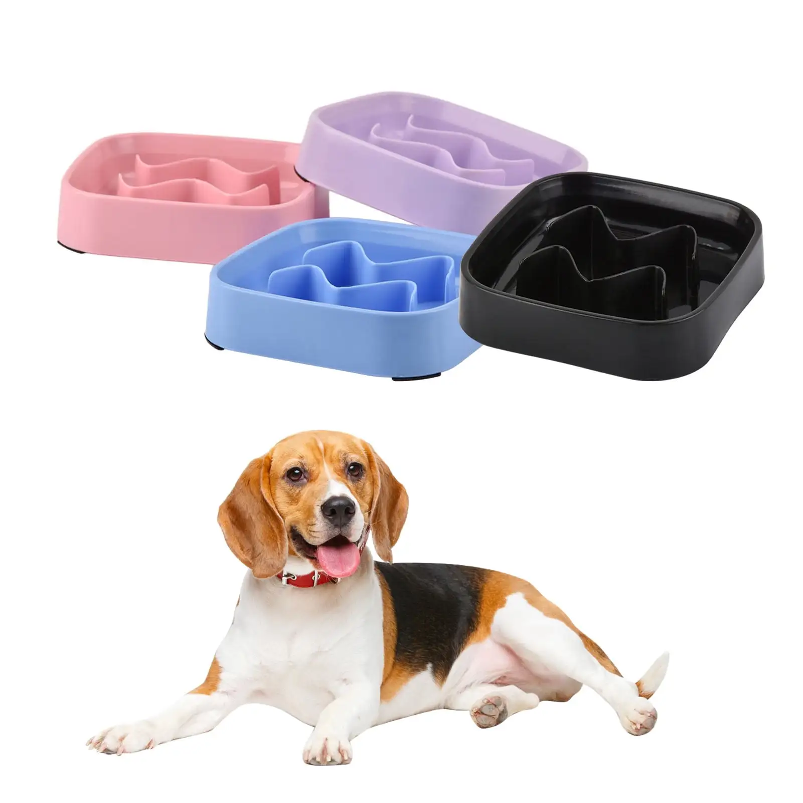 Feierber Dog Bowls for Medium Small Breeds Interactive Puppy Puzzle Slow Feeder Bowls Pet Slow Down Eating Bowls 1Pcs