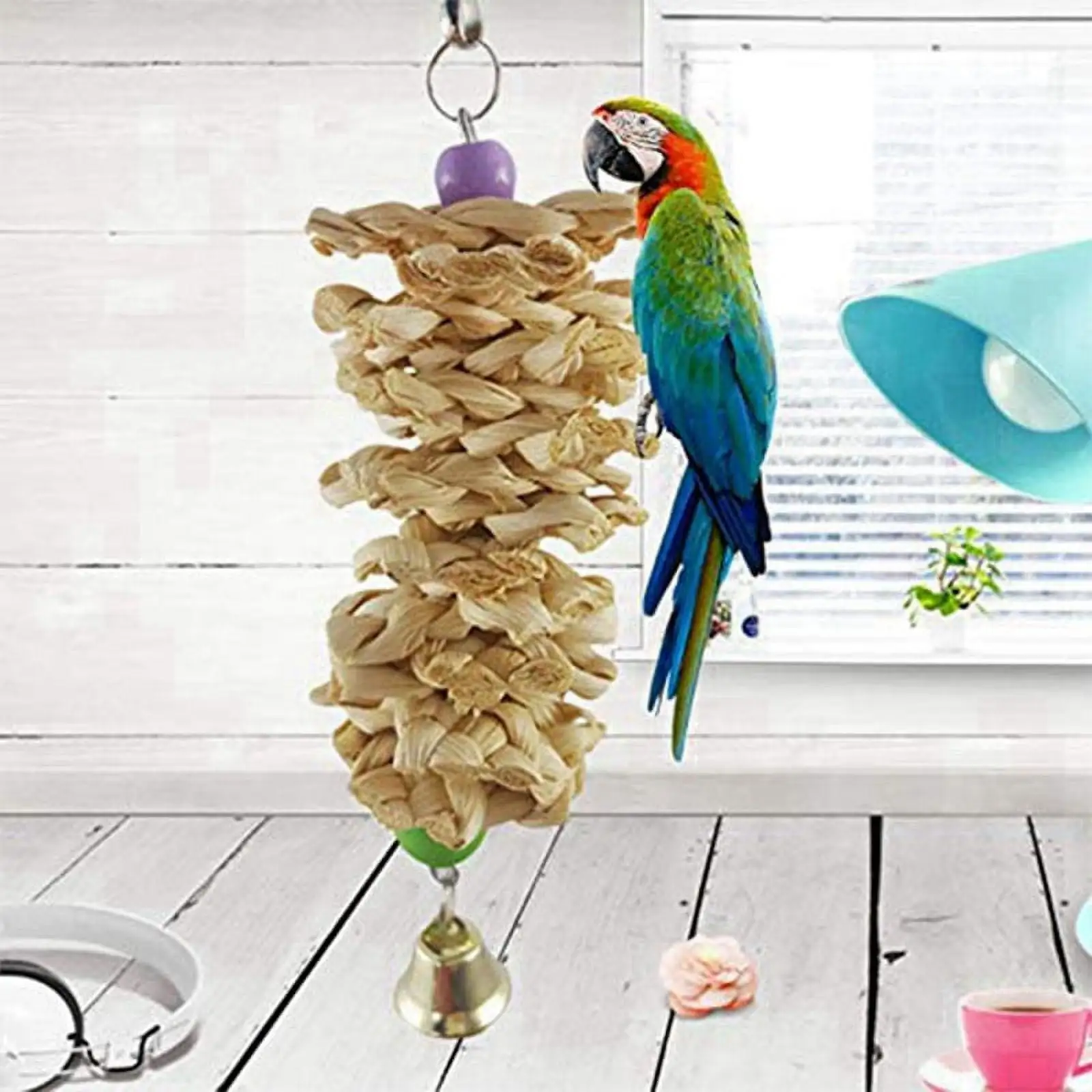 Feiona Parrot bird cuttlefish bone calcium supplement straw straw bite log toy