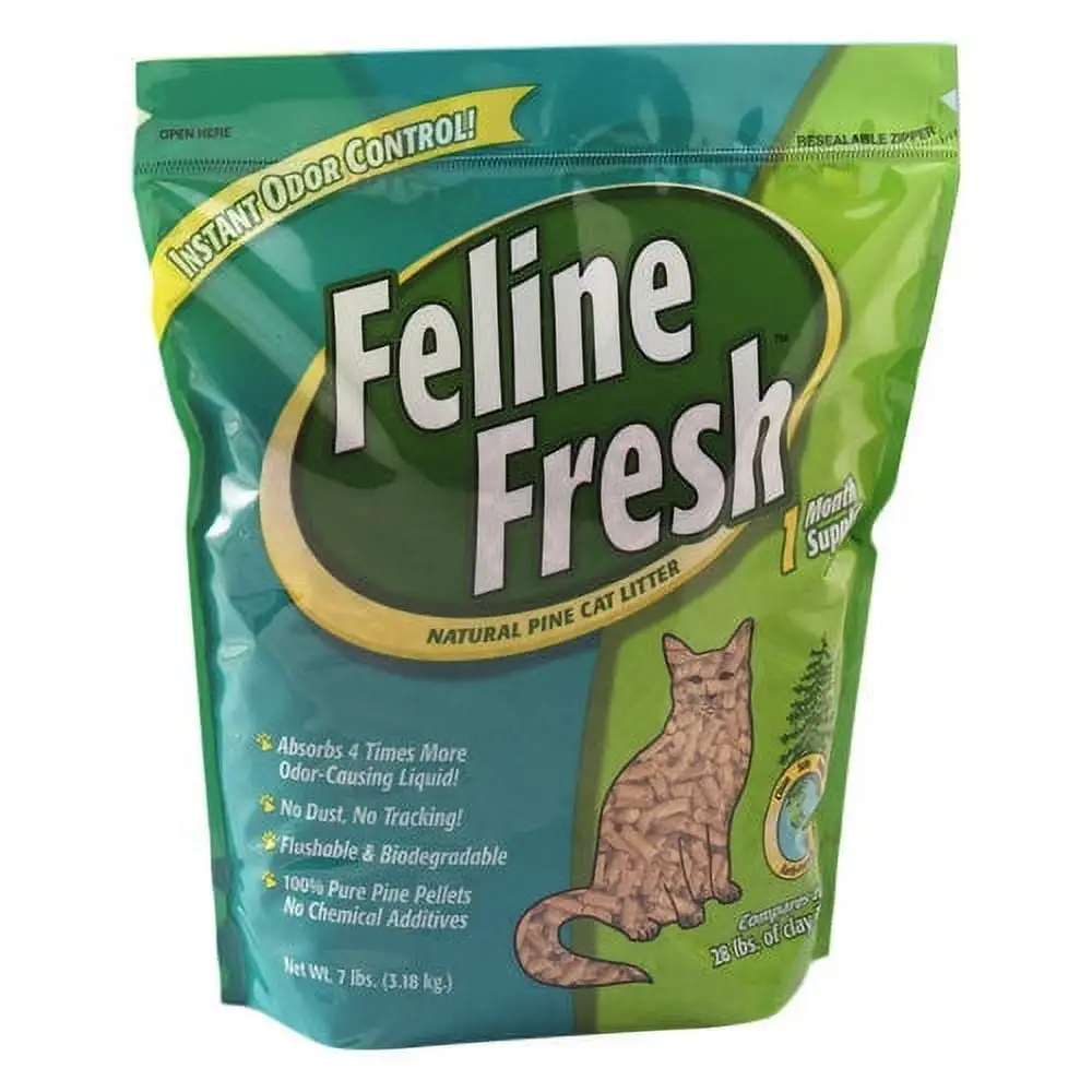 Feline Fresh Natural Southern Yellow Pine Cat Litter Pellets. 7 lbs. Bag