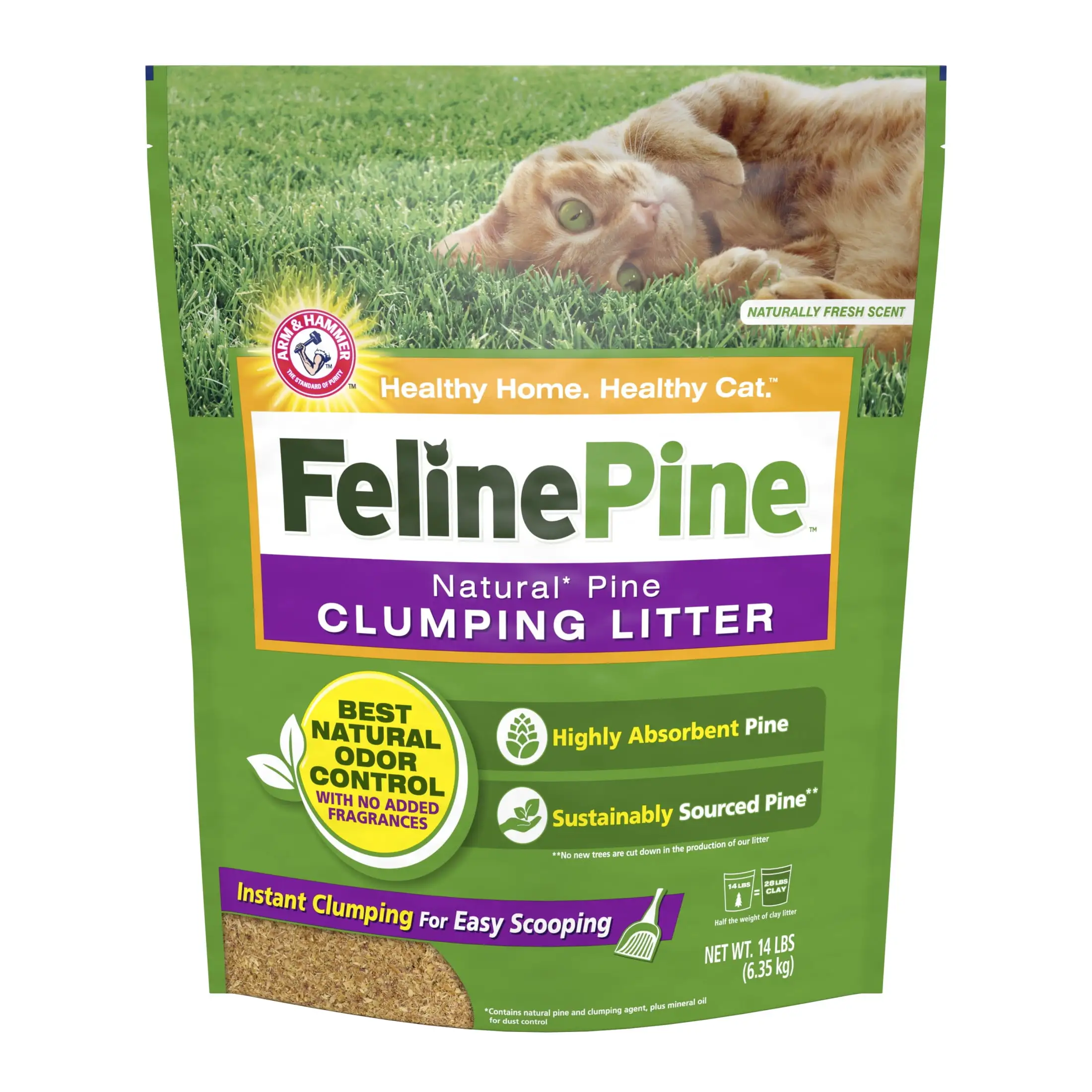 Feline Pine Clumping Cat Litter. 14 lb