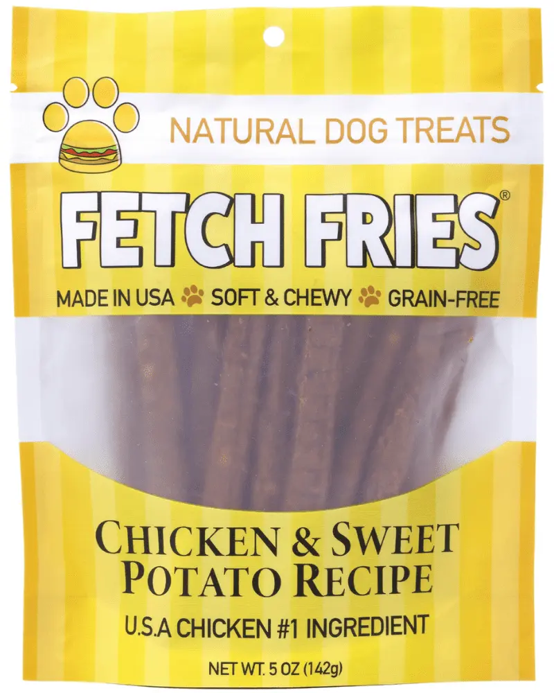 Fetch Fries Dog Treats - Chicken & Sweet Potato Recipe. Made in USA. Grain Free. Soft and Chewy (5 oz)