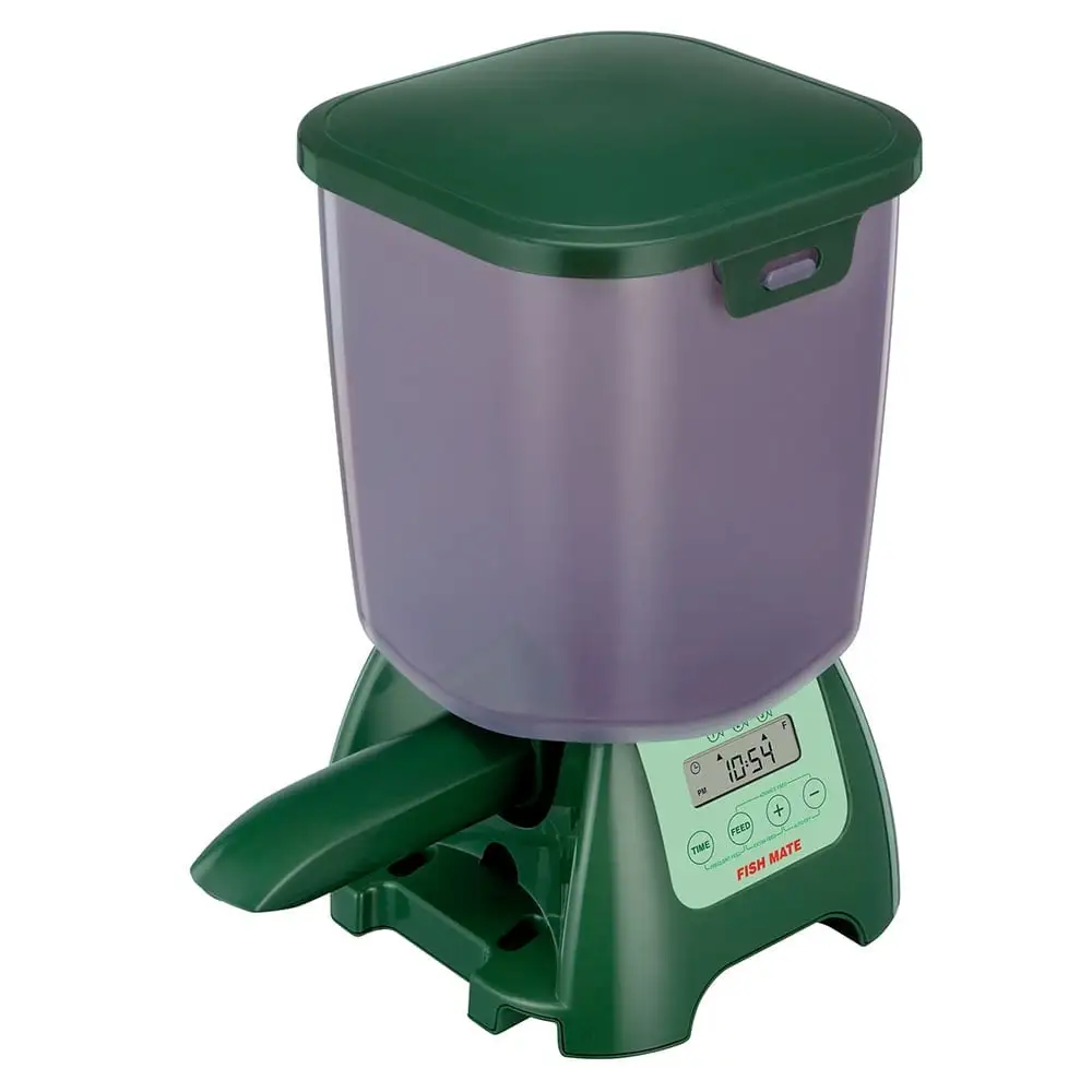 Fish Mate P7000 Automatic Pond Fish Feeder - 6.5 lbs. Capacity - Use with Sticks and Pellets. Tamper and Weather Resistant