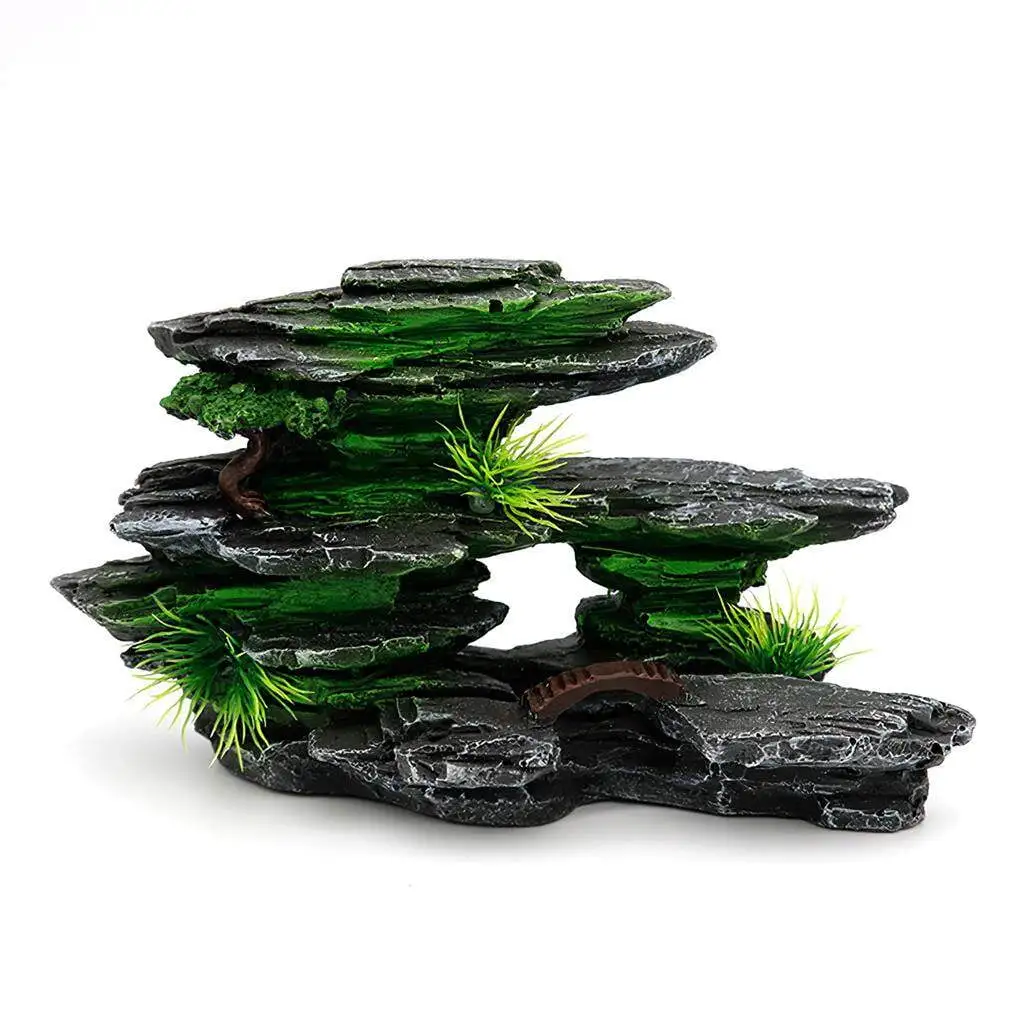 Fish Tank Decoration Resin Aquarium Landscape Artificial Rock Mountain Decor For Aquarium Desktop