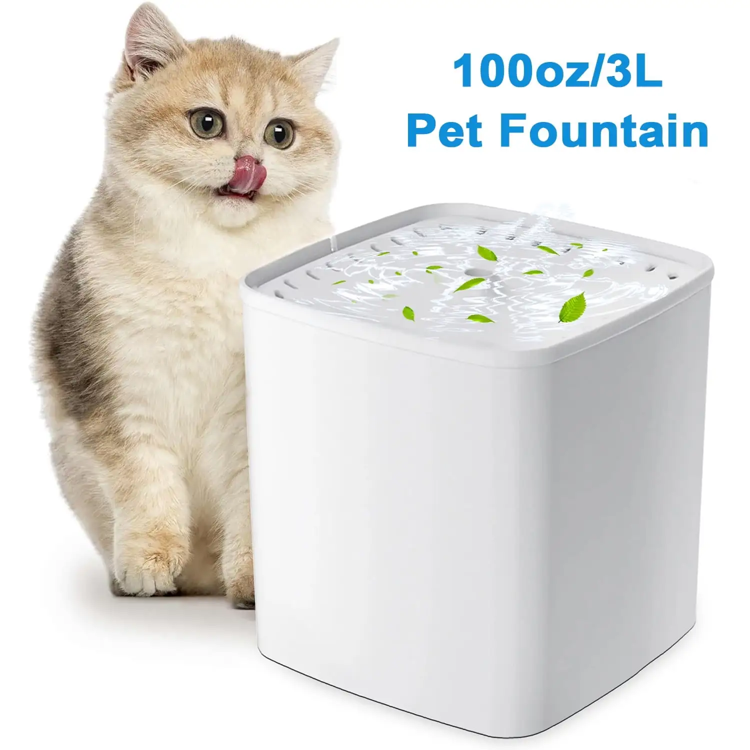 Fixdono 100oz/3L Pet Fountain. Automatic Cat Water Fountain Dog Water Dispenser for Cats. Dogs. Multiple Pets. Ultra-Quiet. White