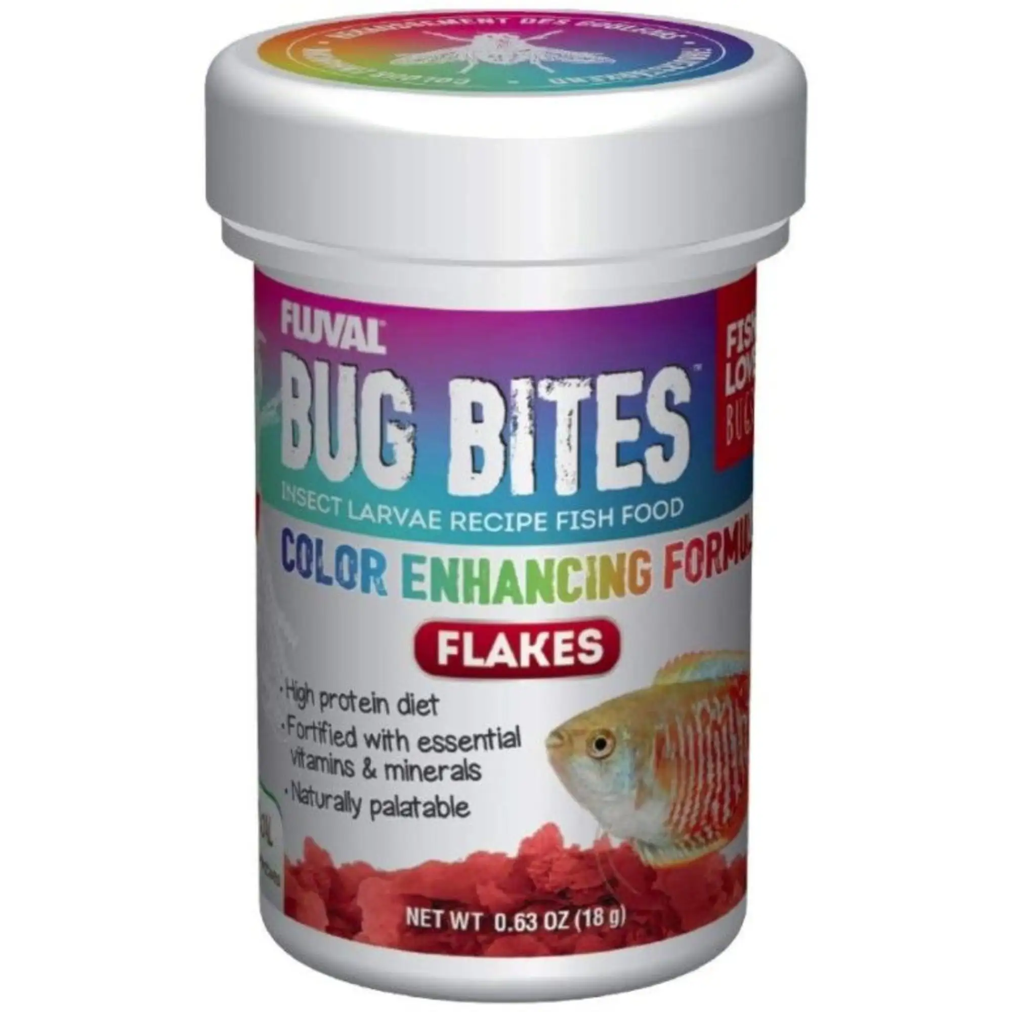 Fluval Bug Bites Insect Larvae Color Enhancing Fish Flake 0.63 oz