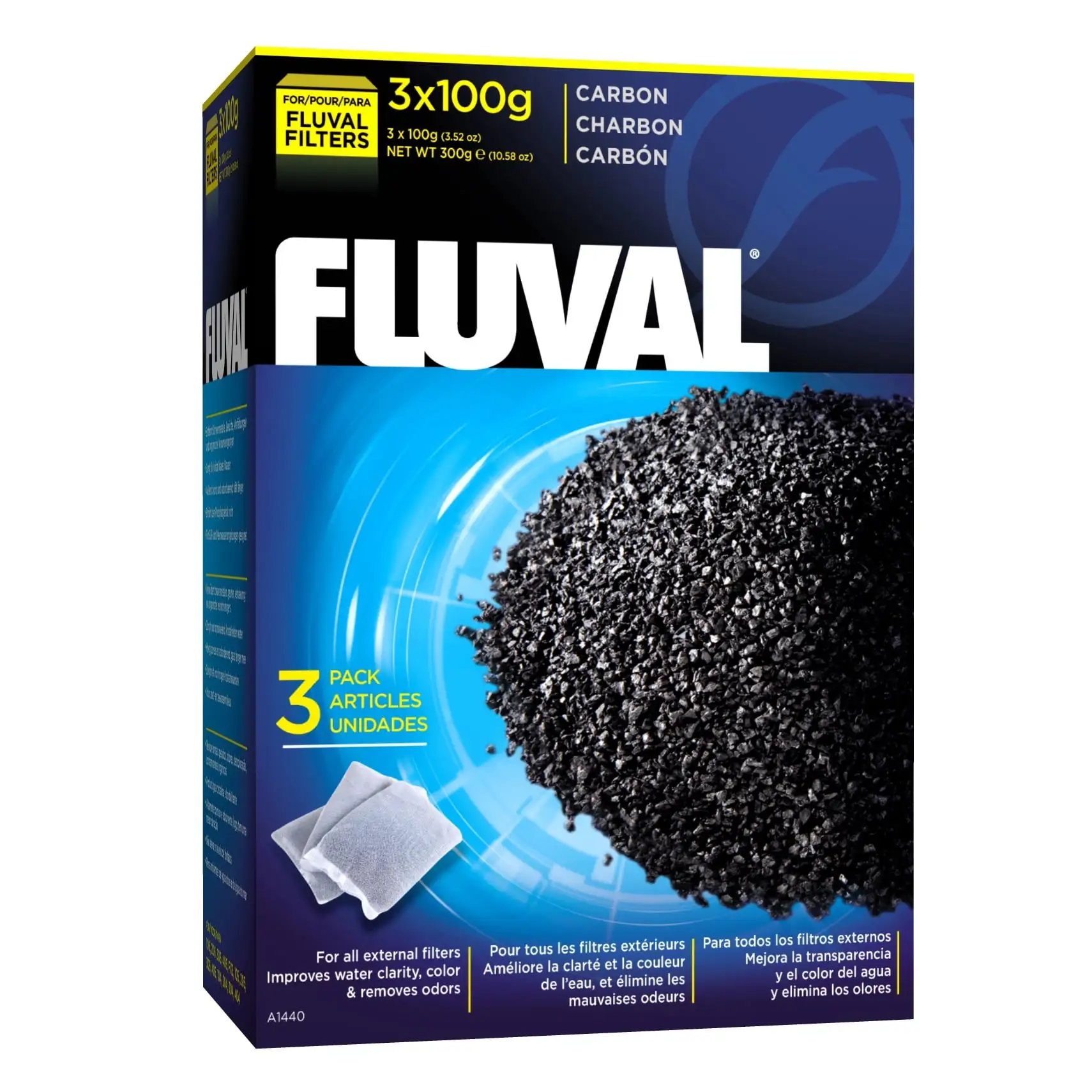 Fluval Carbon Nylon Bags. 100 grams. 3 Pack