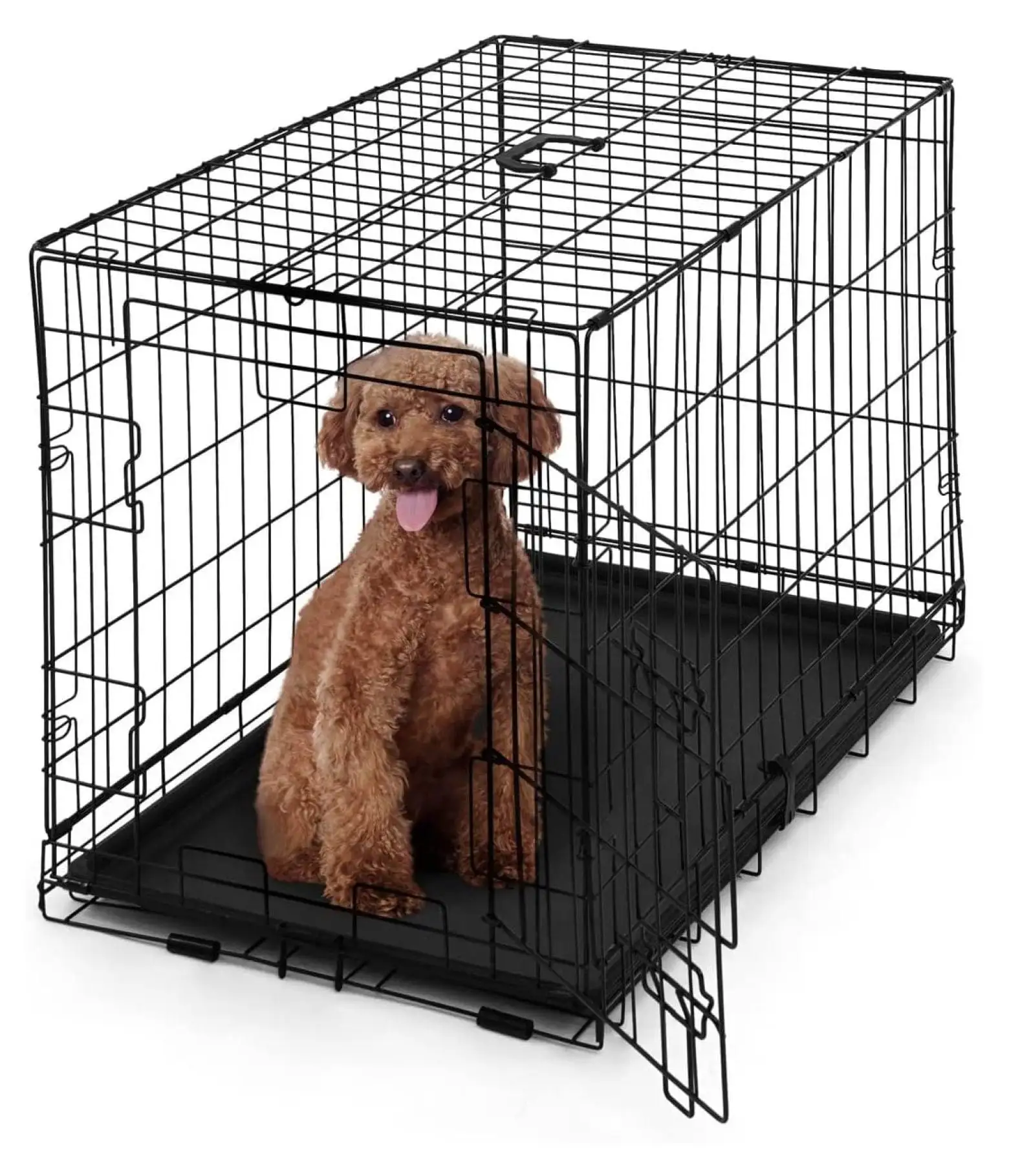 Foldable Dog Crate Wire Metal Dog Kennel w/Divider Panel. Leak-Proof Pan & Protecting Feet. Single & Double Door. Small. Medium & Large Dog Crate Indoor Wire Dog Cage. 30 w/Single Door