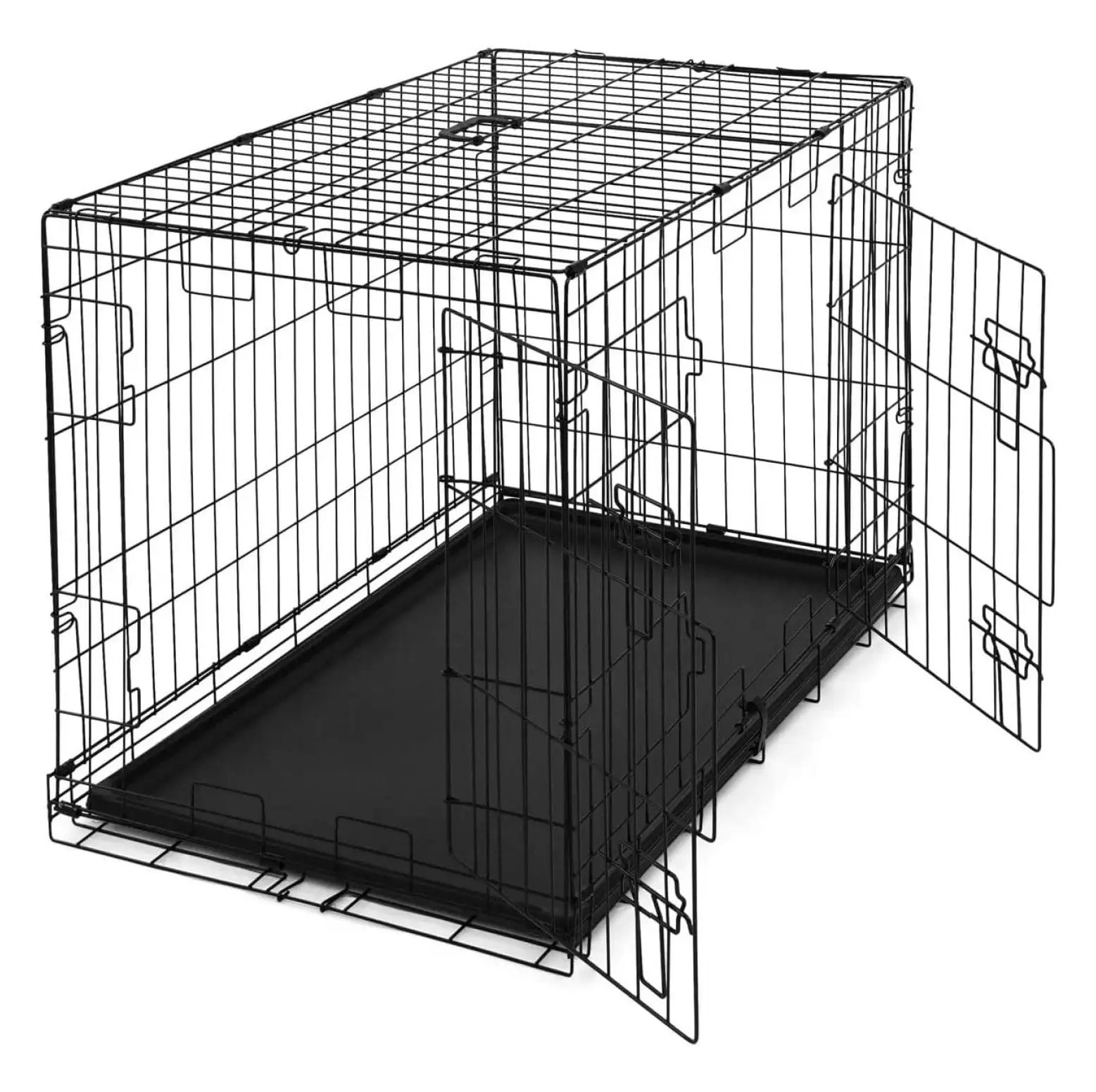 Foldable Dog Crate Wire Metal Dog Kennel w/Divider Panel. Leak-Proof Pan & Protecting Feet. Single & Double Door. Small. Medium & Large Dog Crate Indoor Wire Dog Cage. 36 w/Double Doors