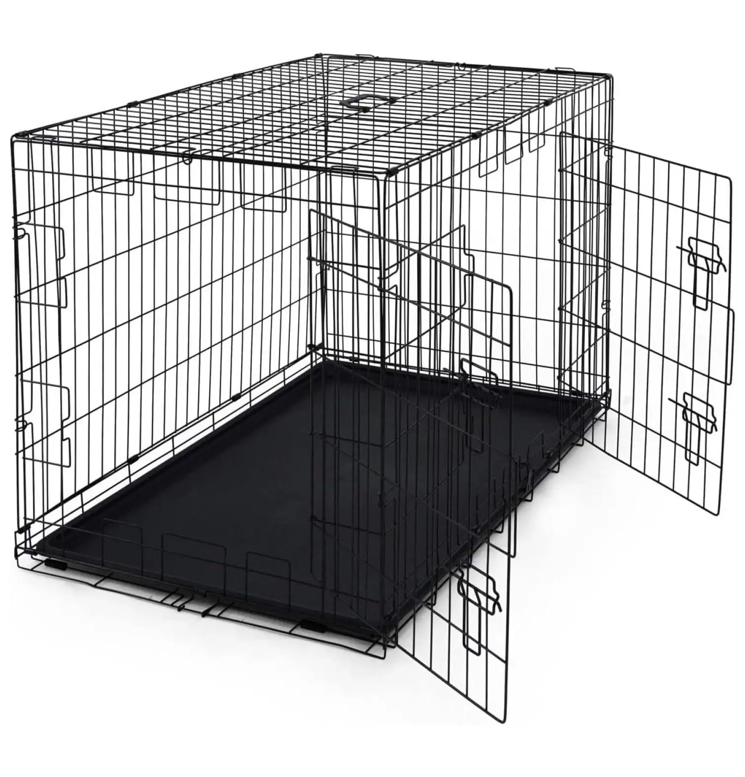 Foldable Dog Crate Wire Metal Dog Kennel w/Divider Panel. Leak-Proof Pan & Protecting Feet. Single & Double Door. Small. Medium & Large Dog Crate Indoor Wire Dog Cage. 42 w/Double Doors