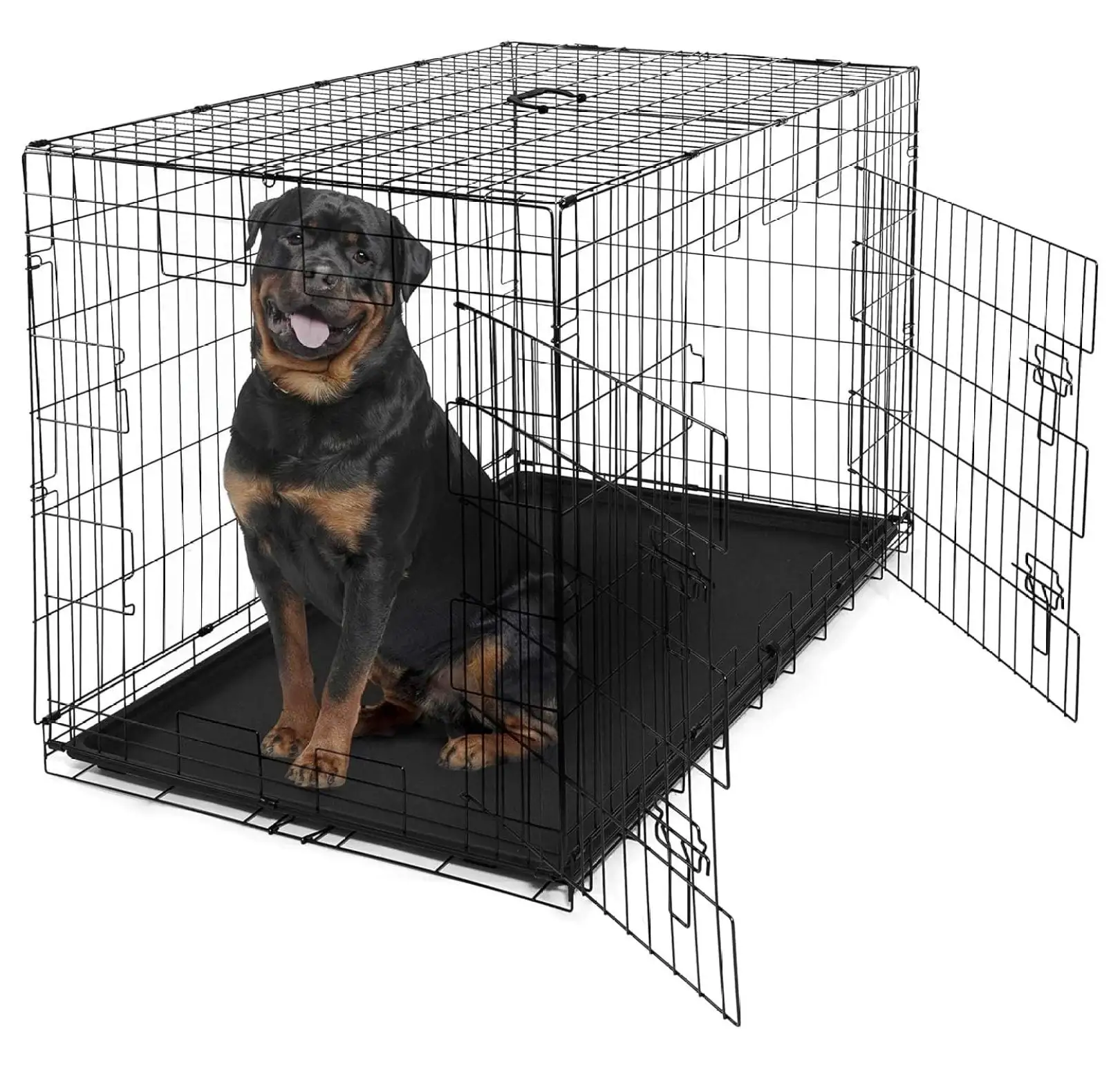 Foldable Dog Crate Wire Metal Kennel w/Leak-Proof Pan & Protecting Feet & Divider Panel. Small. Medium & Large Indoor Cage. w/Single or Double Doors