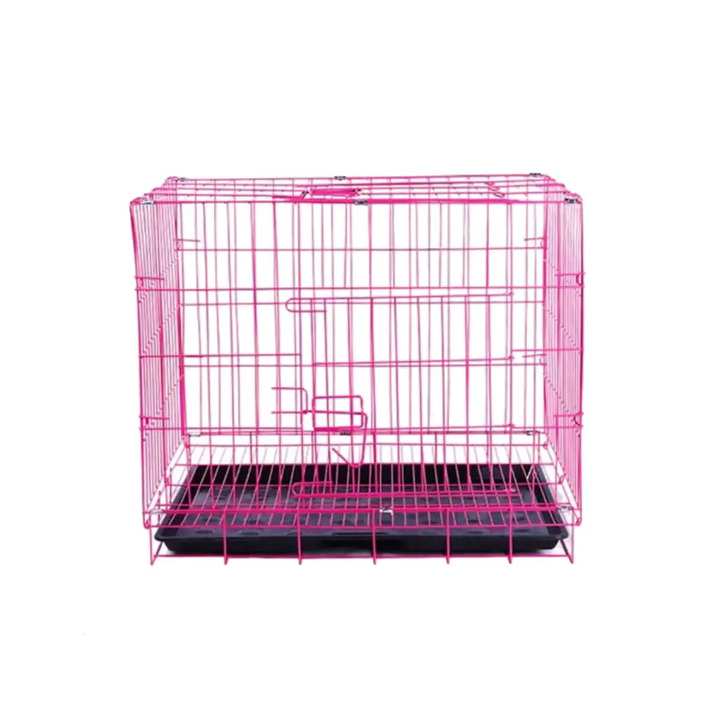 Folding With Toilet Dog Cage Teddy Poodle Small And Medium Dog Cat Cage Rabbit Cage Pet Cage(Pink)