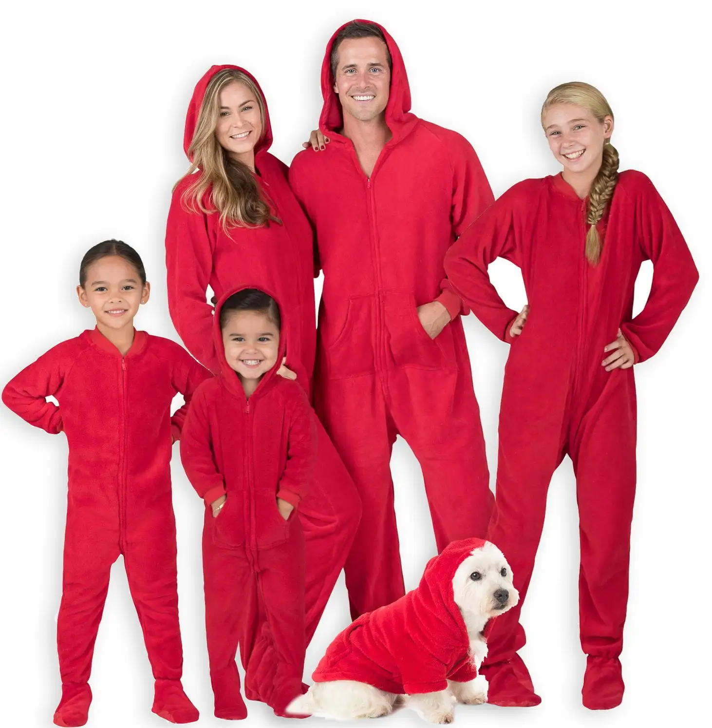 Footed Pajamas - Family Matching Fiery Red Hoodie One Pieces for Boys. Girls. Men. Women and Pets - Toddler - Medium (Fits 3'0 - 3'3)