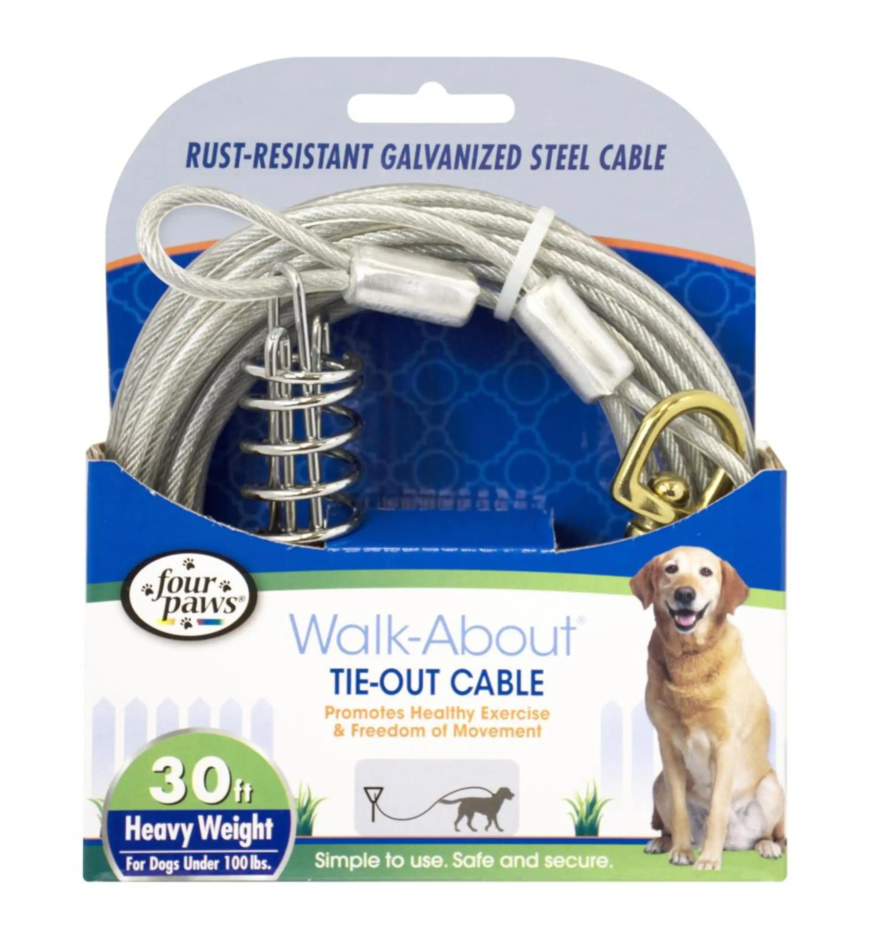 Four Paws Heavy Weight Dog Tie Out Cable Silver 30 Foot