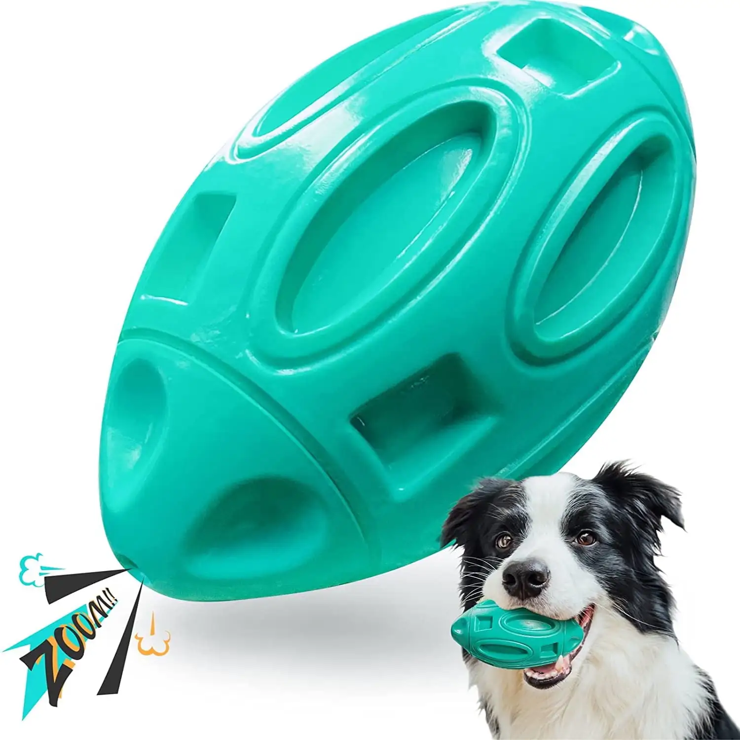 Fragarn Dog Toys for Aggressive Chewers. Rubber Football Shape Squeaky Dog Toys for Large Dogs Aggressive. Indestructible Dog Toys for Aggressive Chewers - Green L