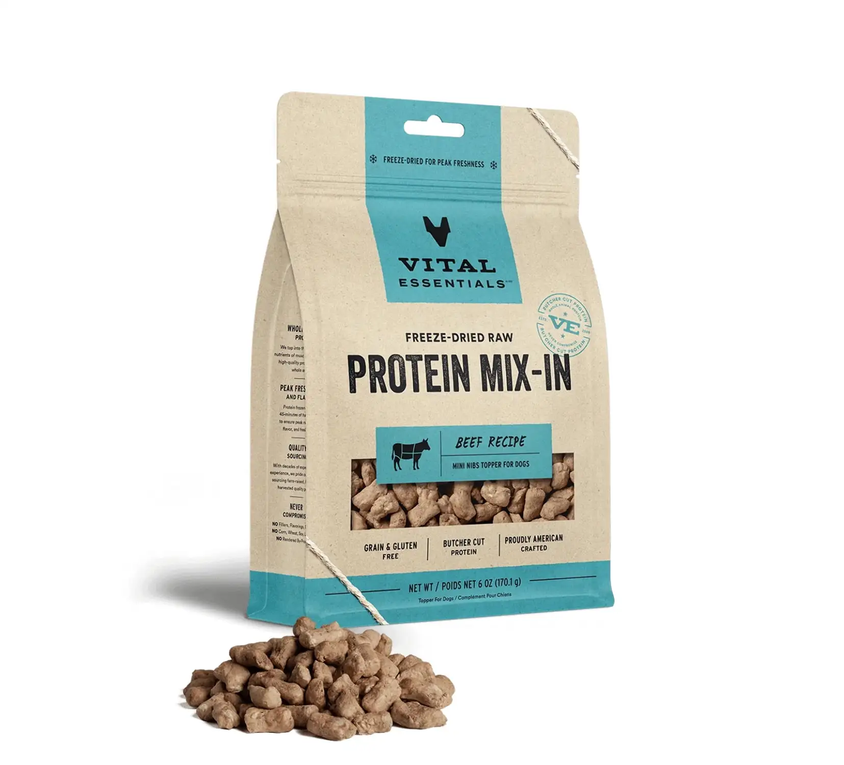 Freeze-Dried Protein Mix-In Beef Recipe Mini Nibs Topper for Dogs