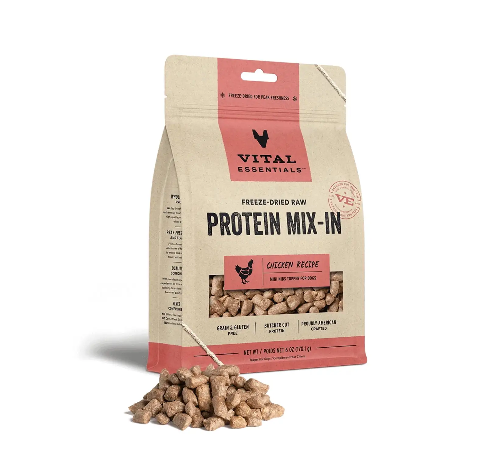 Freeze-Dried Protein Mix-In Chicken Recipe Mini Nibs Topper for Dogs