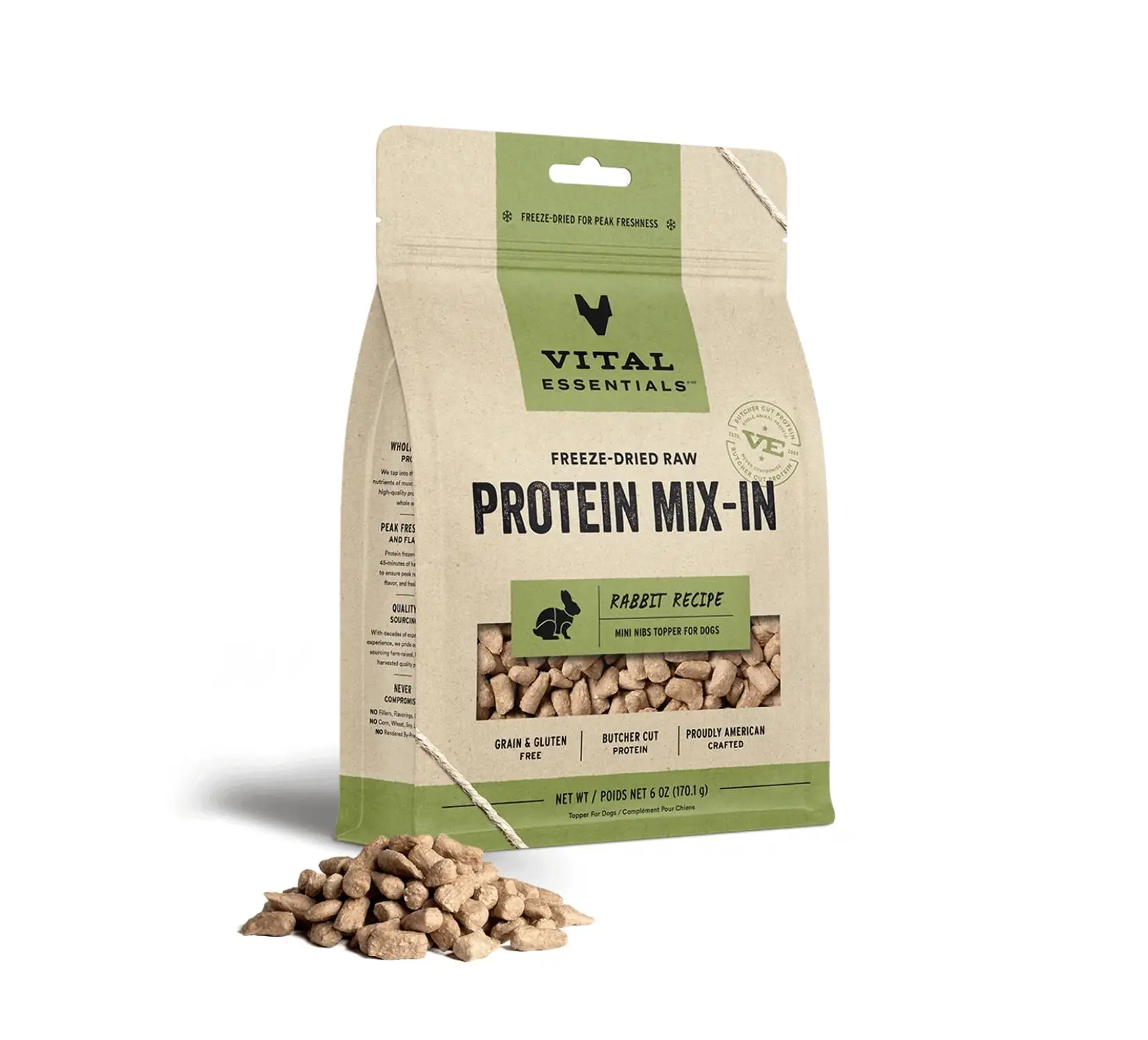 Freeze-Dried Protein Mix-In Rabbit Recipe Mini Nibs Topper for Dogs