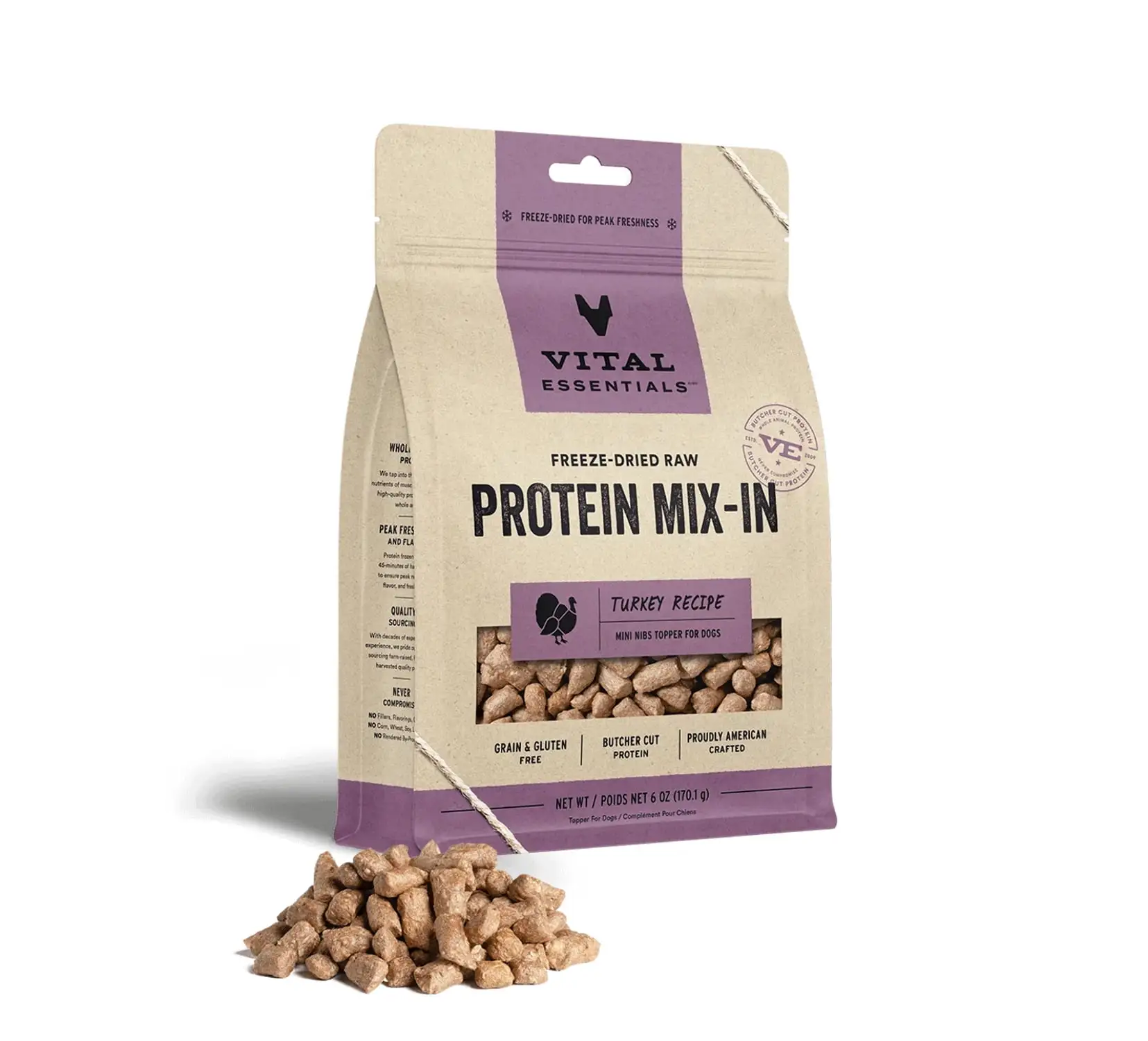 Freeze-Dried Protein Mix-In Turkey Recipe Mini Nibs Topper for Dogs