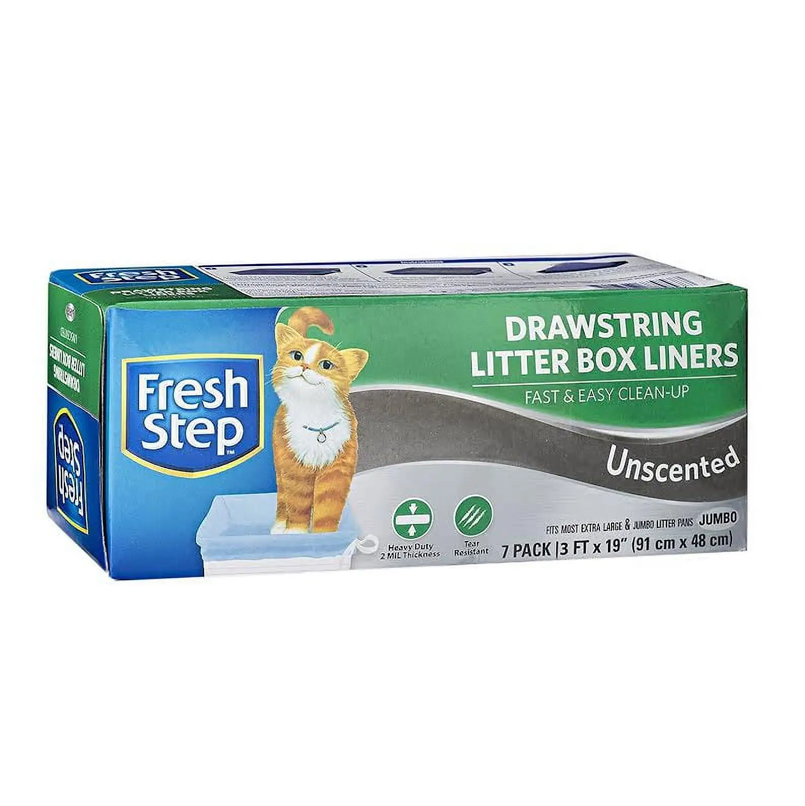 Fresh Step Drawstring Litter Box Liners Unscented. Jumbo Size. 36 x 19 - 7 Count