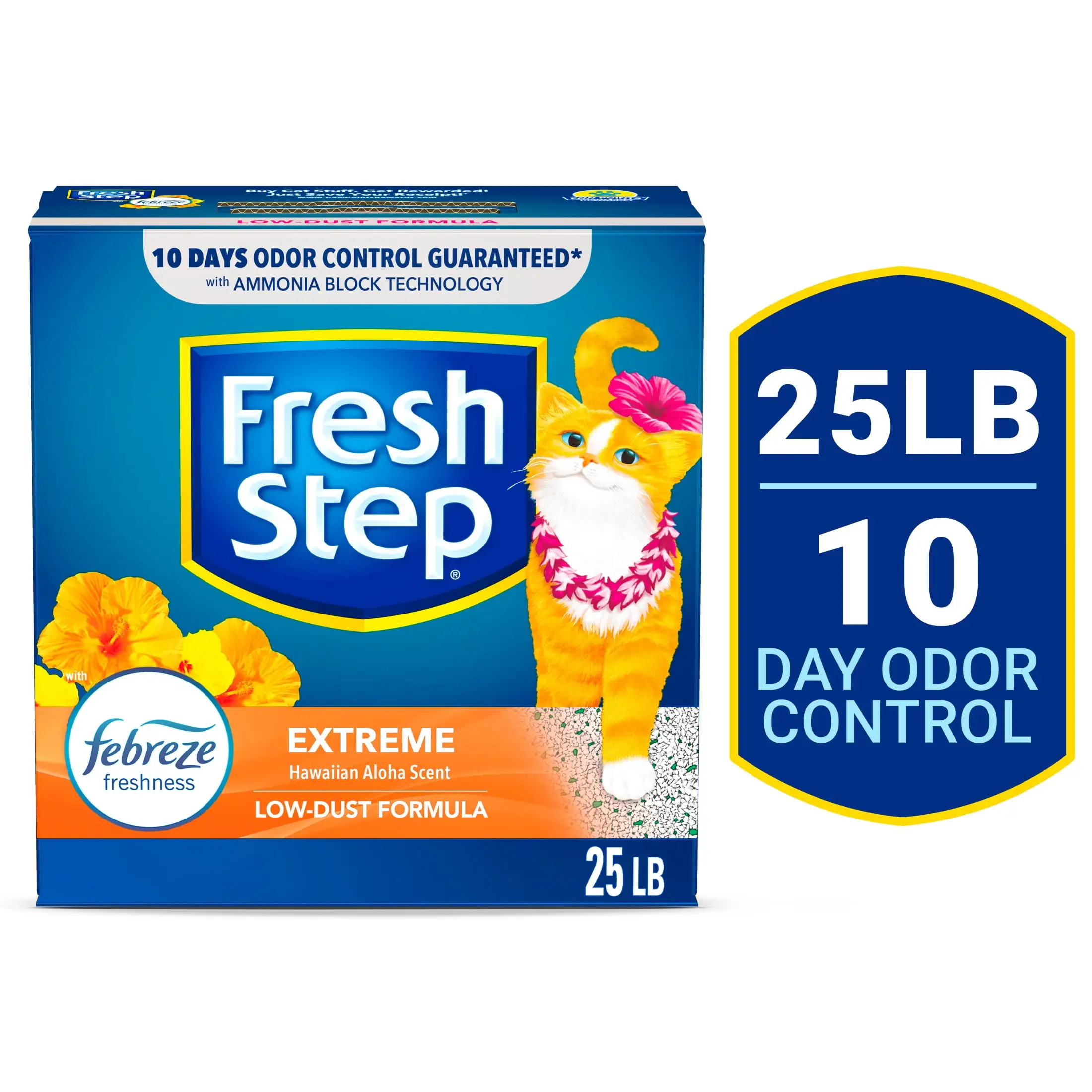 Fresh Step Extreme Hawaiian Aloha Scented Litter with Febreze. Clumping Cat Litter. 25 lb