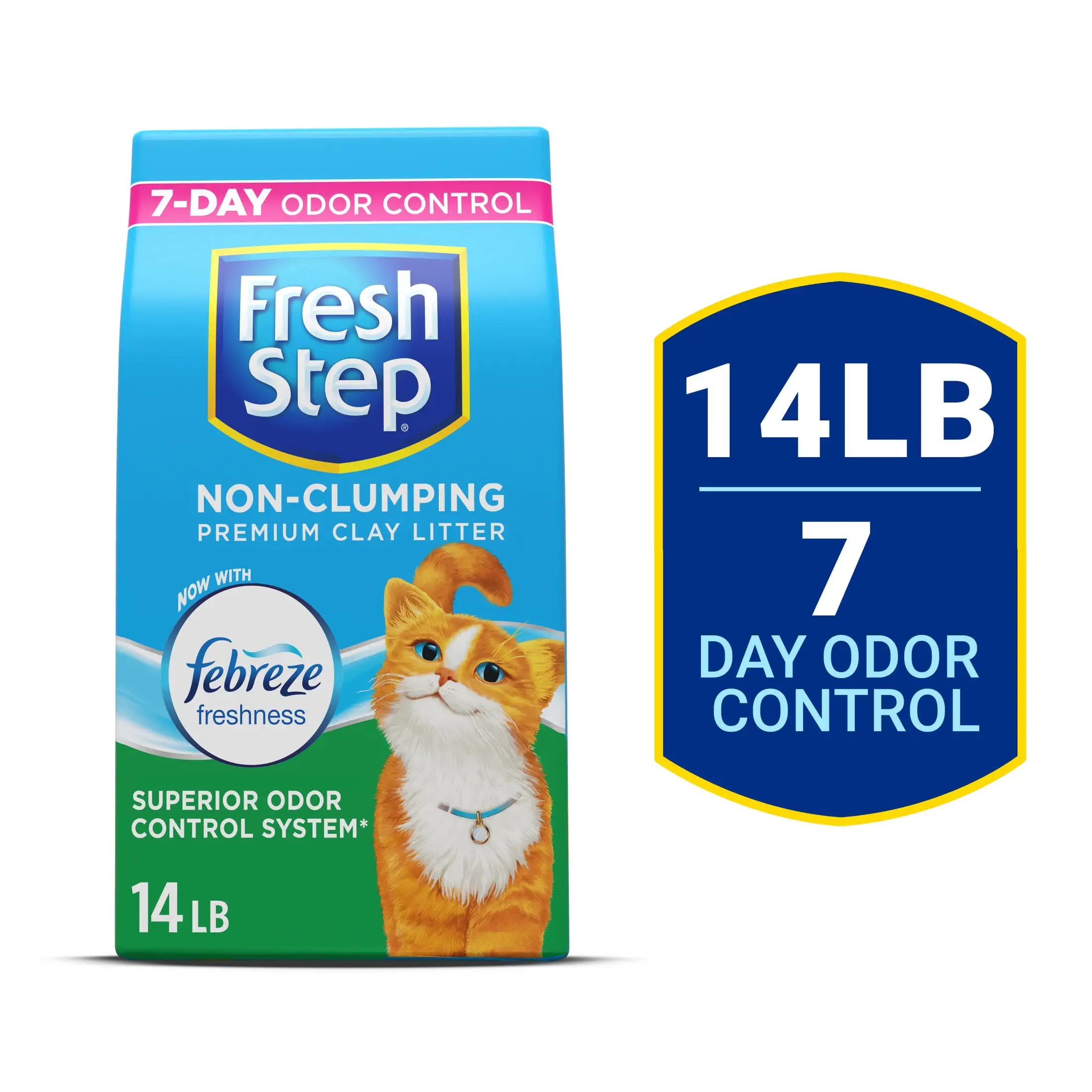 Fresh Step Premium Scented Litter with Febreze. Non-Clumping Cat Litter. 14 lb