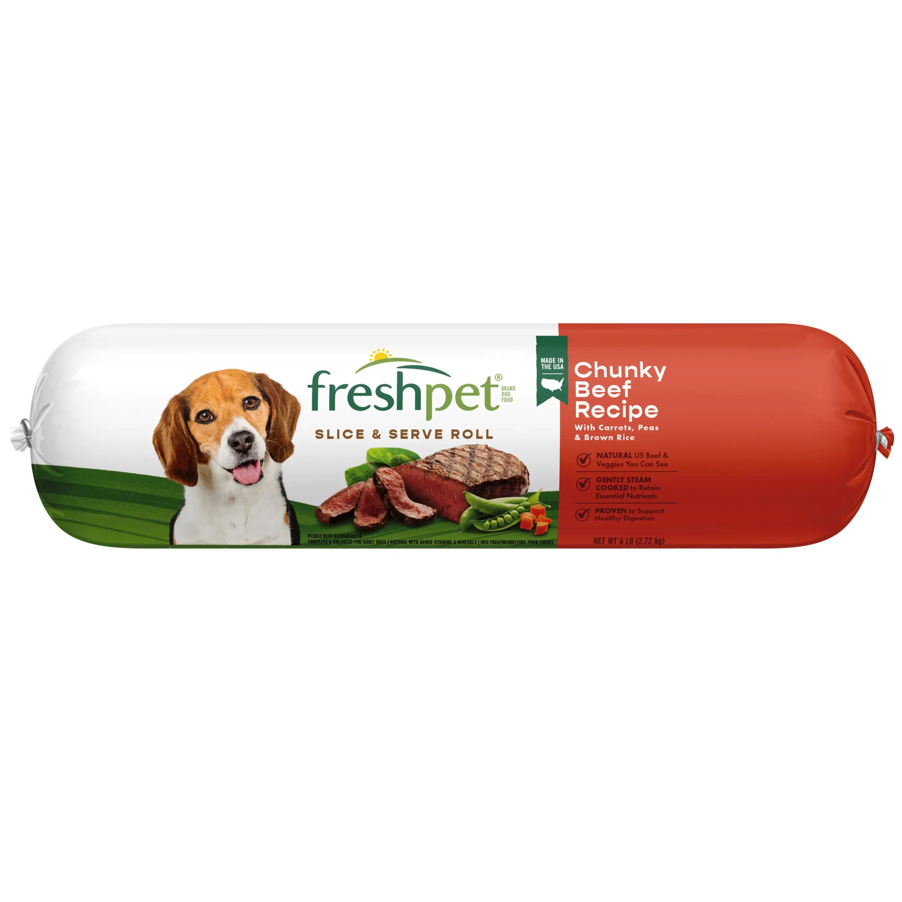 Freshpet Healthy & Natural Dog Food. Fresh Beef Roll. 6lb