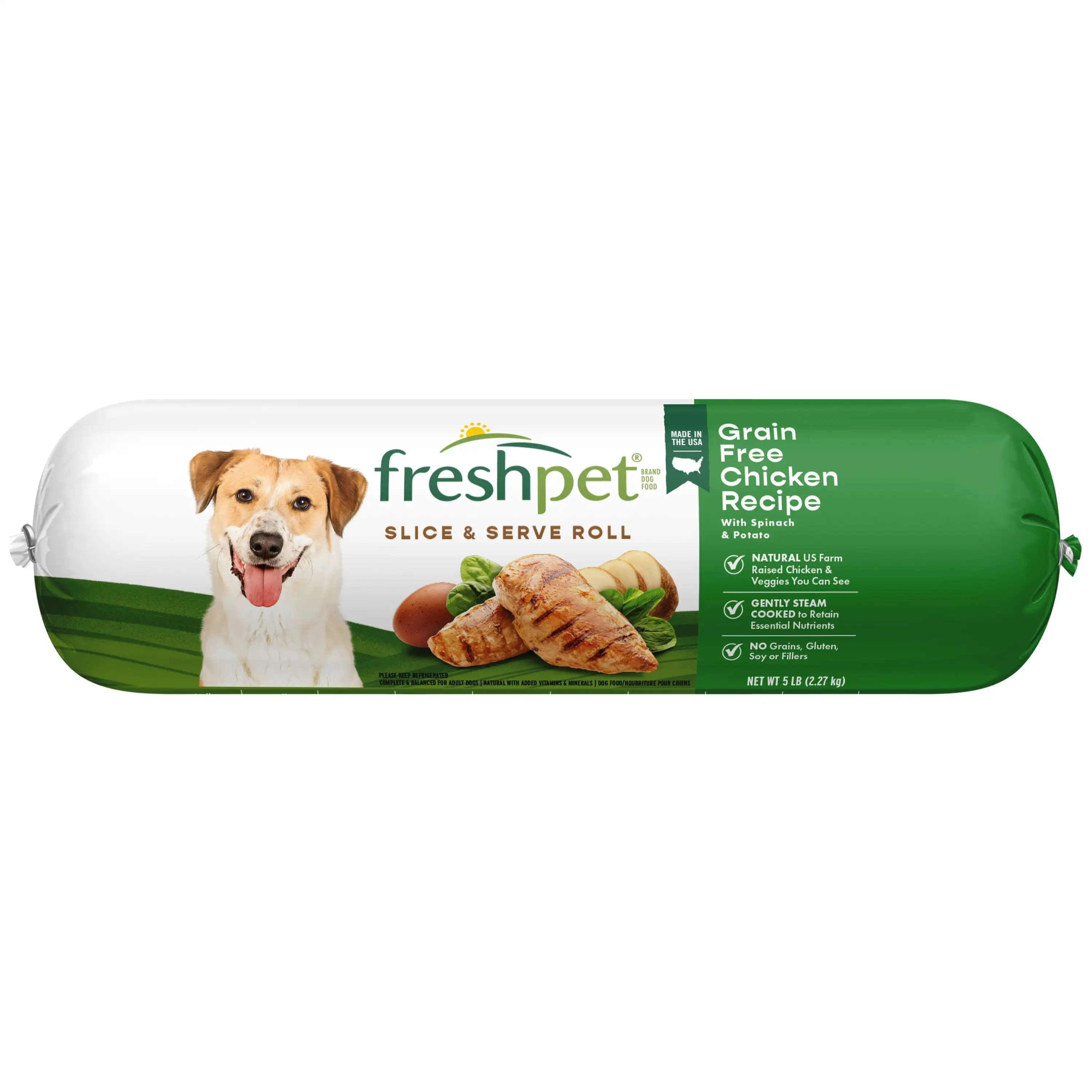 Freshpet Healthy & Natural Fresh Grain Free Chicken Dog Food Roll. 5 Lb.