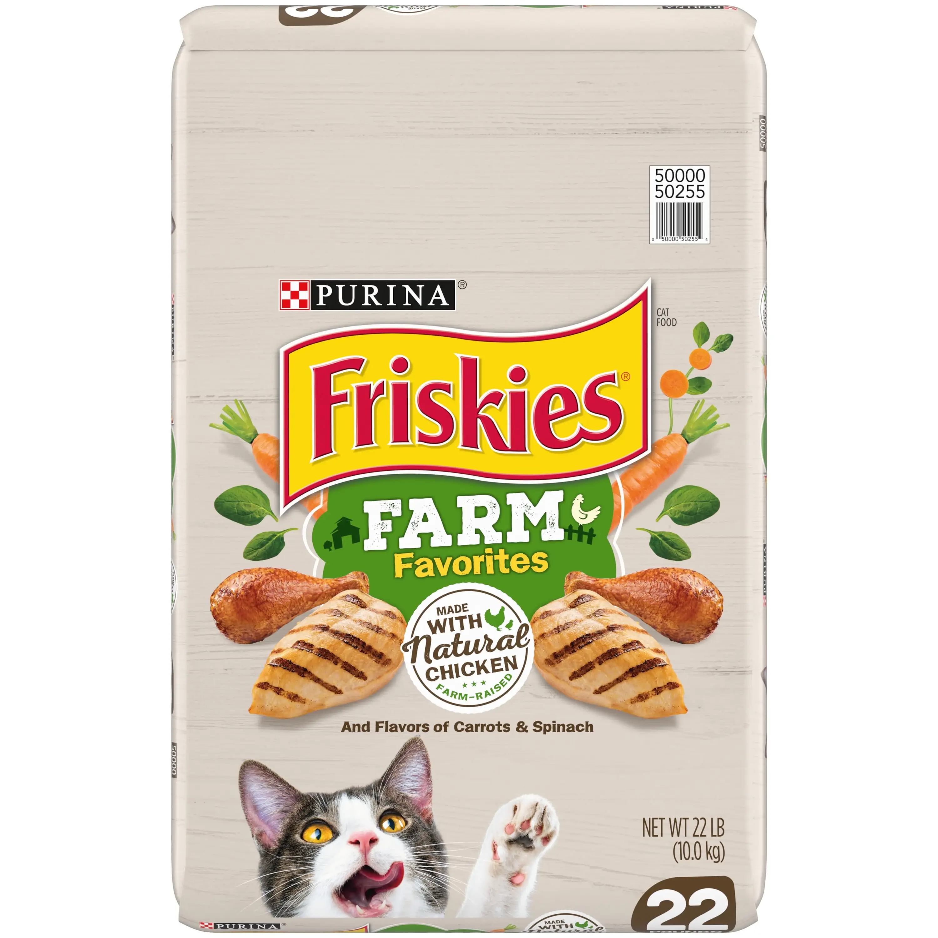 Friskies Dry Cat Food. Farm Favorites With Chicken. 22 lb. Bag