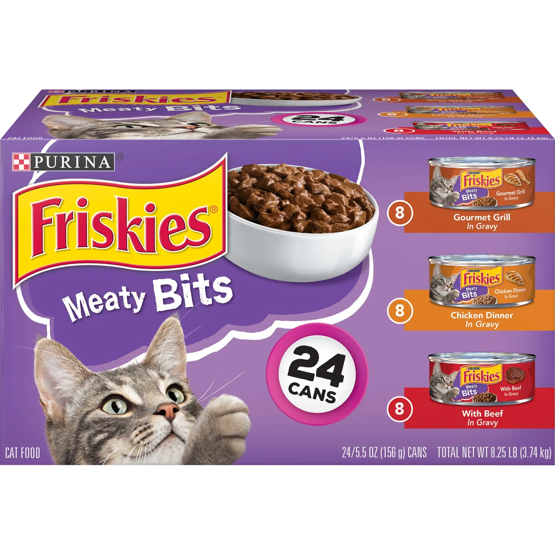 Friskies Gravy Wet Cat Food Variety Pack. 5.5 oz Cans (24 Pack)