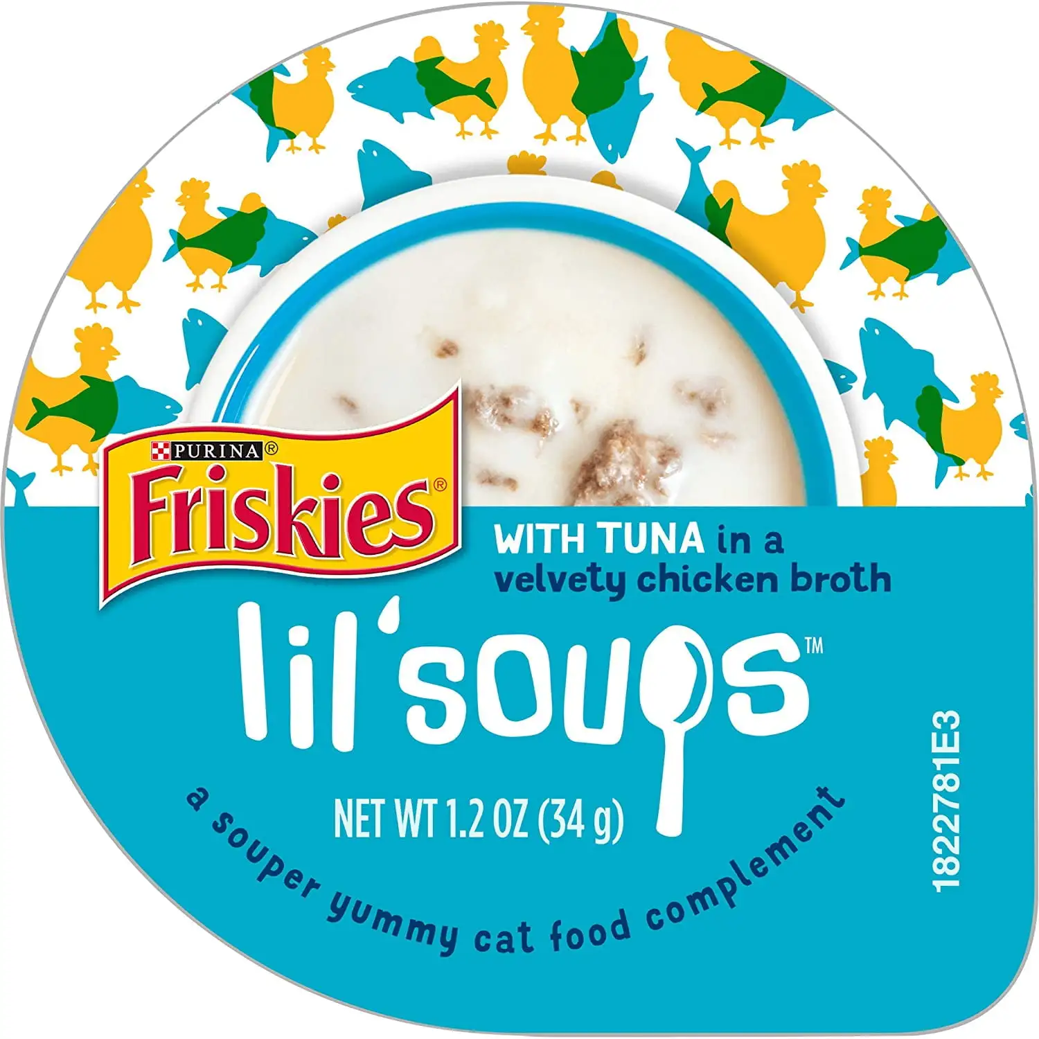 Friskies Lil' Soups With Tuna in a Velvety Chicken Broth Adult Wet Cat Food Complement. 1.2 OZ (Pack of 8)