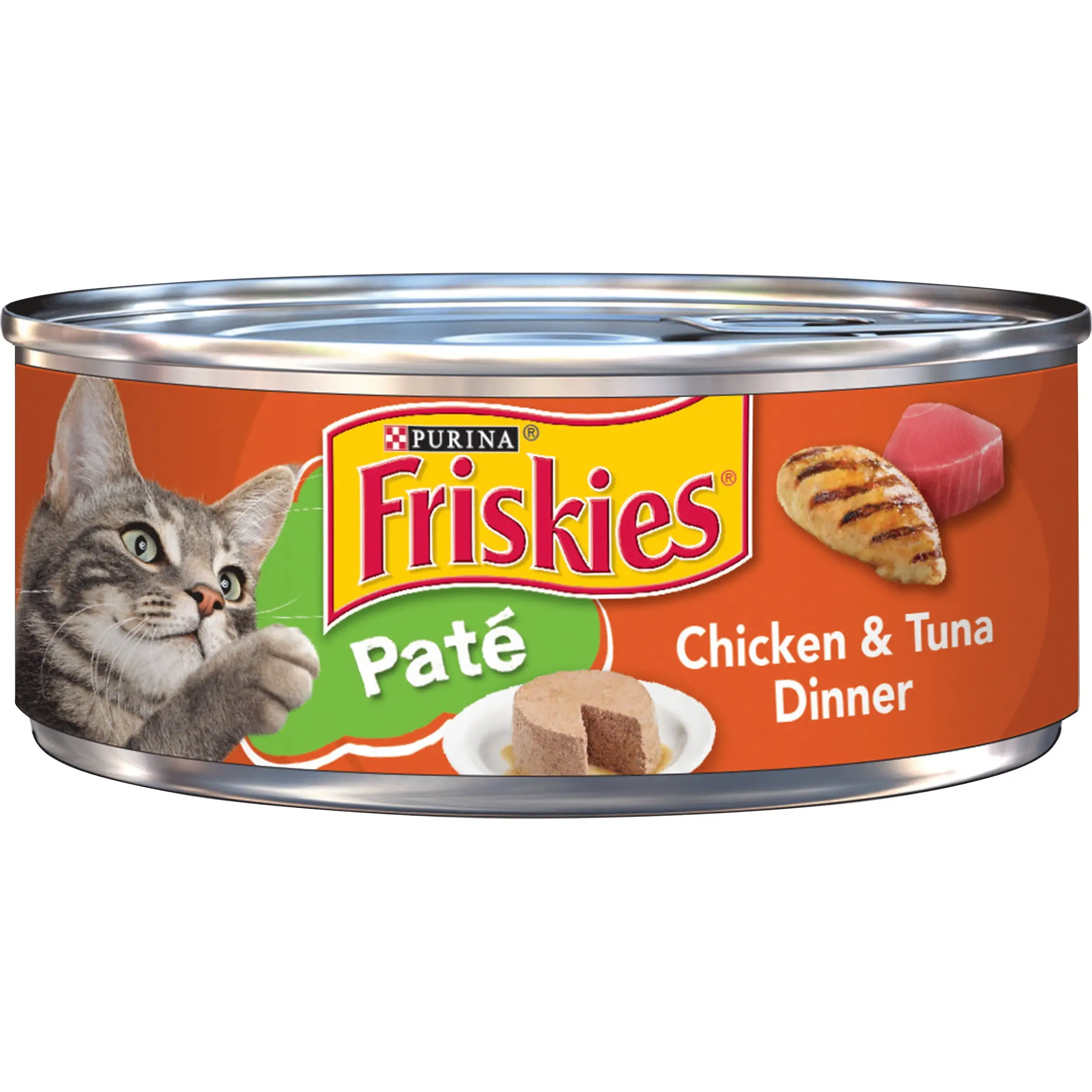 Friskies Pate Wet Cat Food. Chicken & Tuna Dinner. 5.5 oz. Can