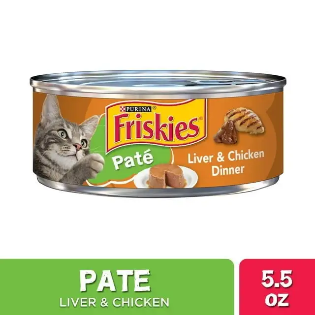 Friskies Pate Wet Cat Food. Liver & Chicken Dinner. 5.5 oz. Can