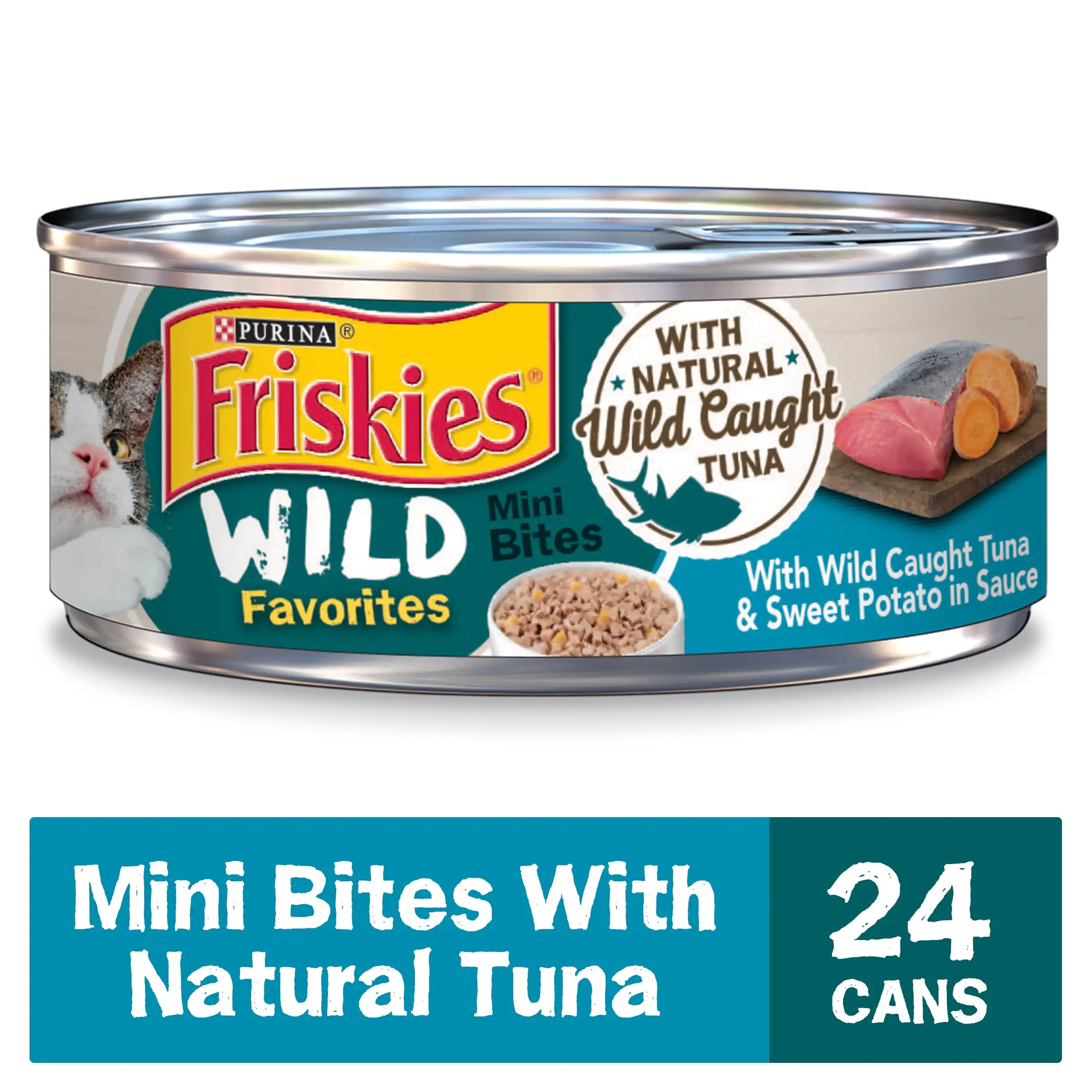 Friskies Tuna & Sweet Potato Flavor Chunks Wet Cat Food . 5.5 oz. Cans (24 Count)