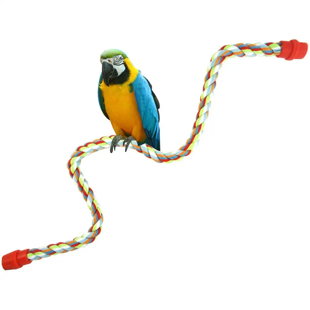 Frogued 1pc Colorful Rope Cord Parrot Toy Pet Bird Play Bite Chew Bend Climb Ornaments (Random Color.44cm)