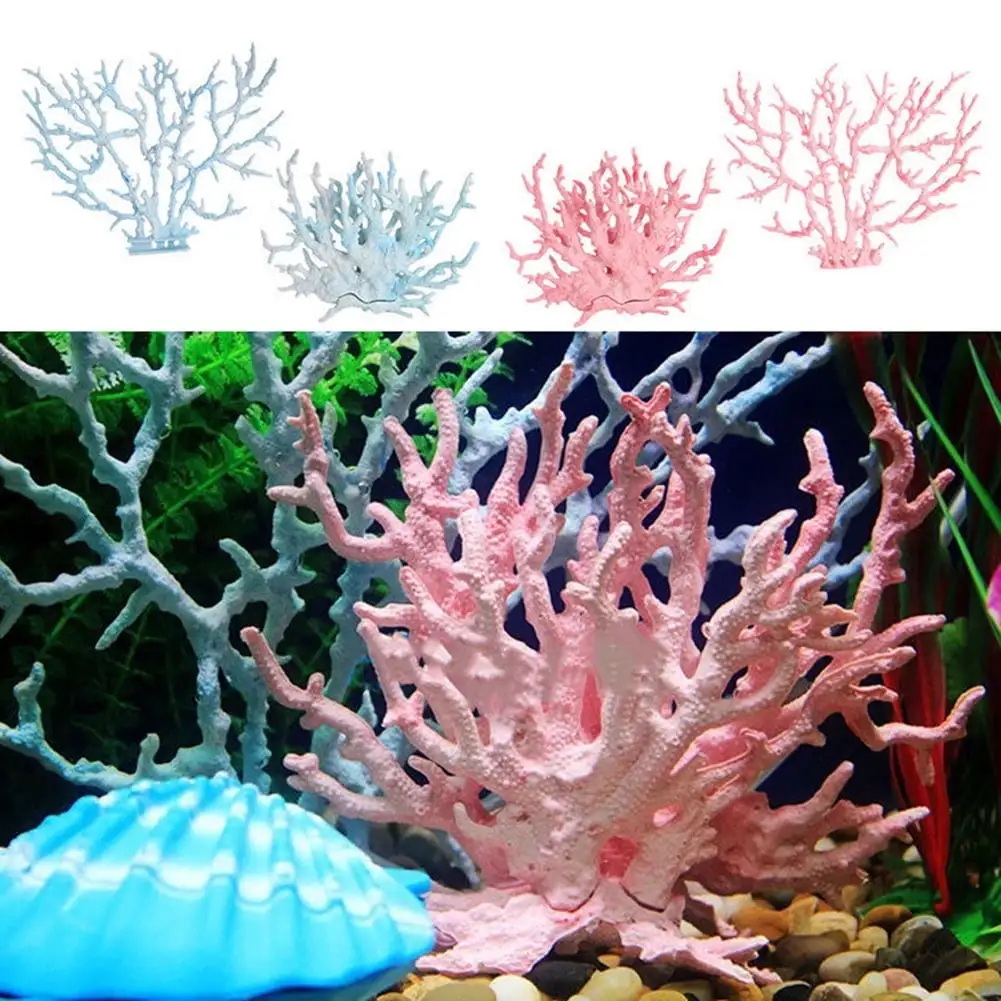 Frogued Plastic Simulation Fish Tank Artificial Aquarium Coral Decor Ornaments (Small Blue Coral 1pc)