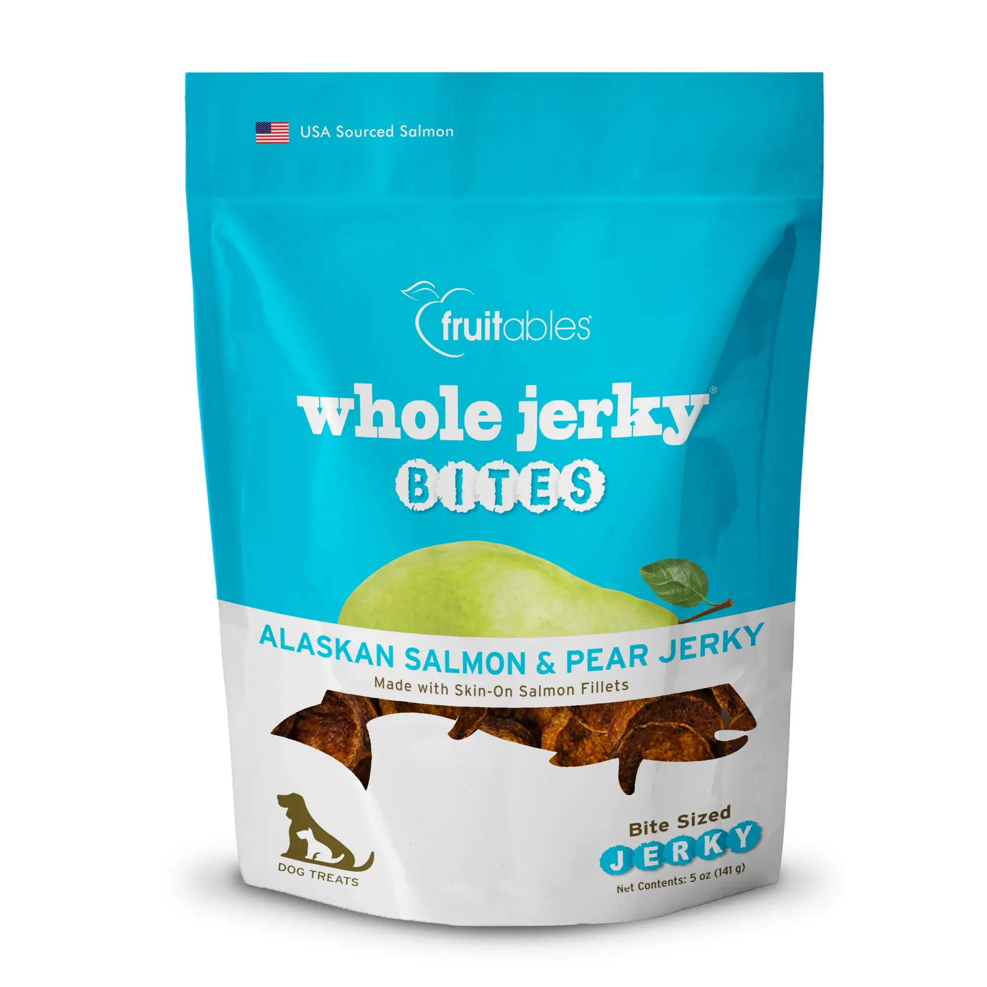 Fruitables Whole Jerky Dog Treats Alaskan Salmon and Pear Flavor 5oz Dry Jerky Treats