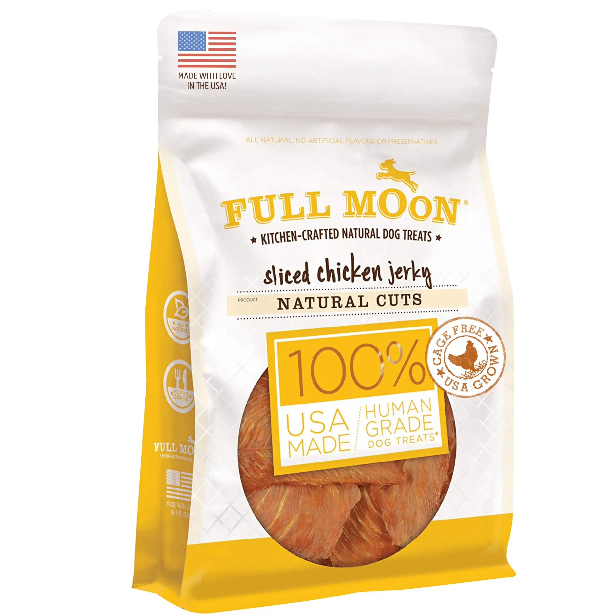 Full Moon All Natural Human Grade Dog Treats. Natural Cut Sliced Chicken Jerky. 12 Ounce