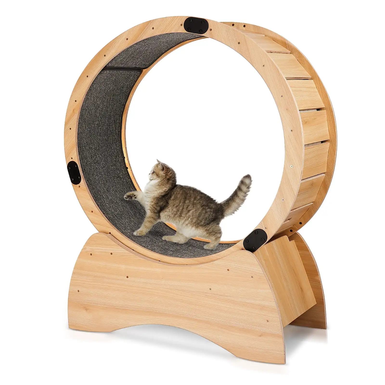 Fulvari Solid Wood Cat Exercise Wheel. Pet Loss Weight Daily Exercise Physical Activity Wheel for Running Spinning Scratching Fun