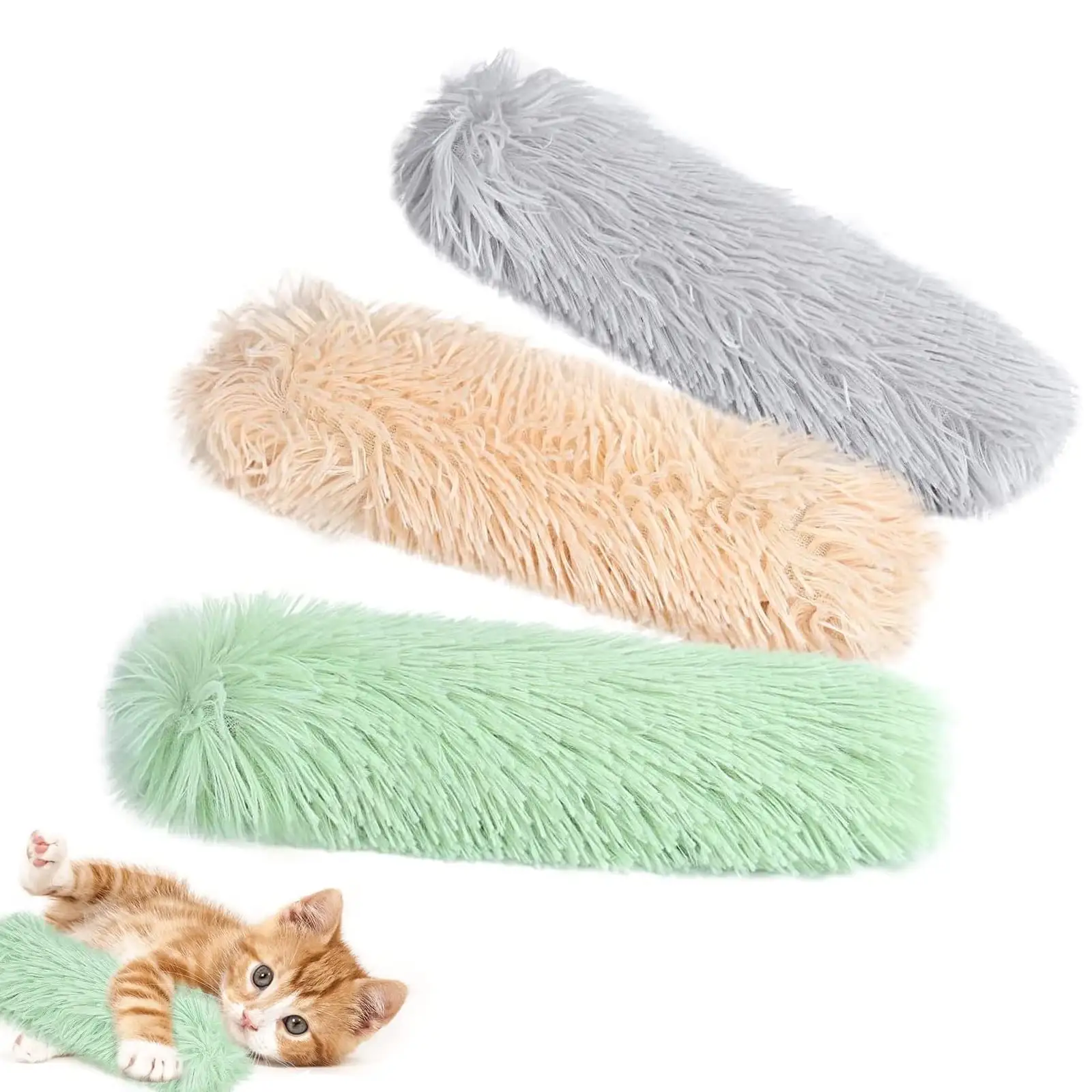 FunChaos 3 Pcs Cat Kicker Toys for Indoor Cat. Soft Pillow Kitten Toy and Catnip Toy with Crinkle Sounds for and Cat Licking. Chasing and Chewing