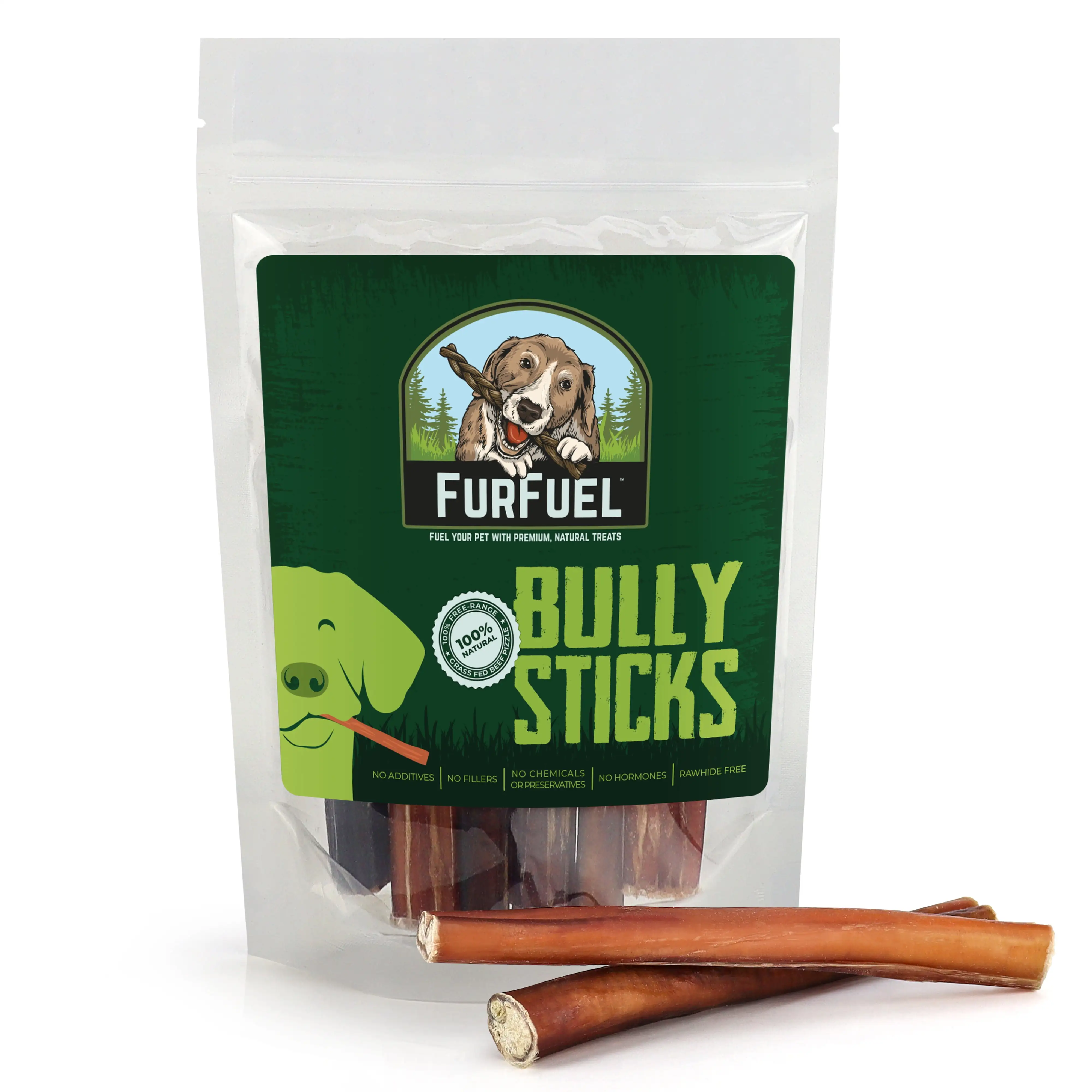 FurFuel Bully Sticks for Large Dogs. 6 Pack. 6 Inch Bully Sticks. Low Odor. Healthy & Natural Bully Sticks.