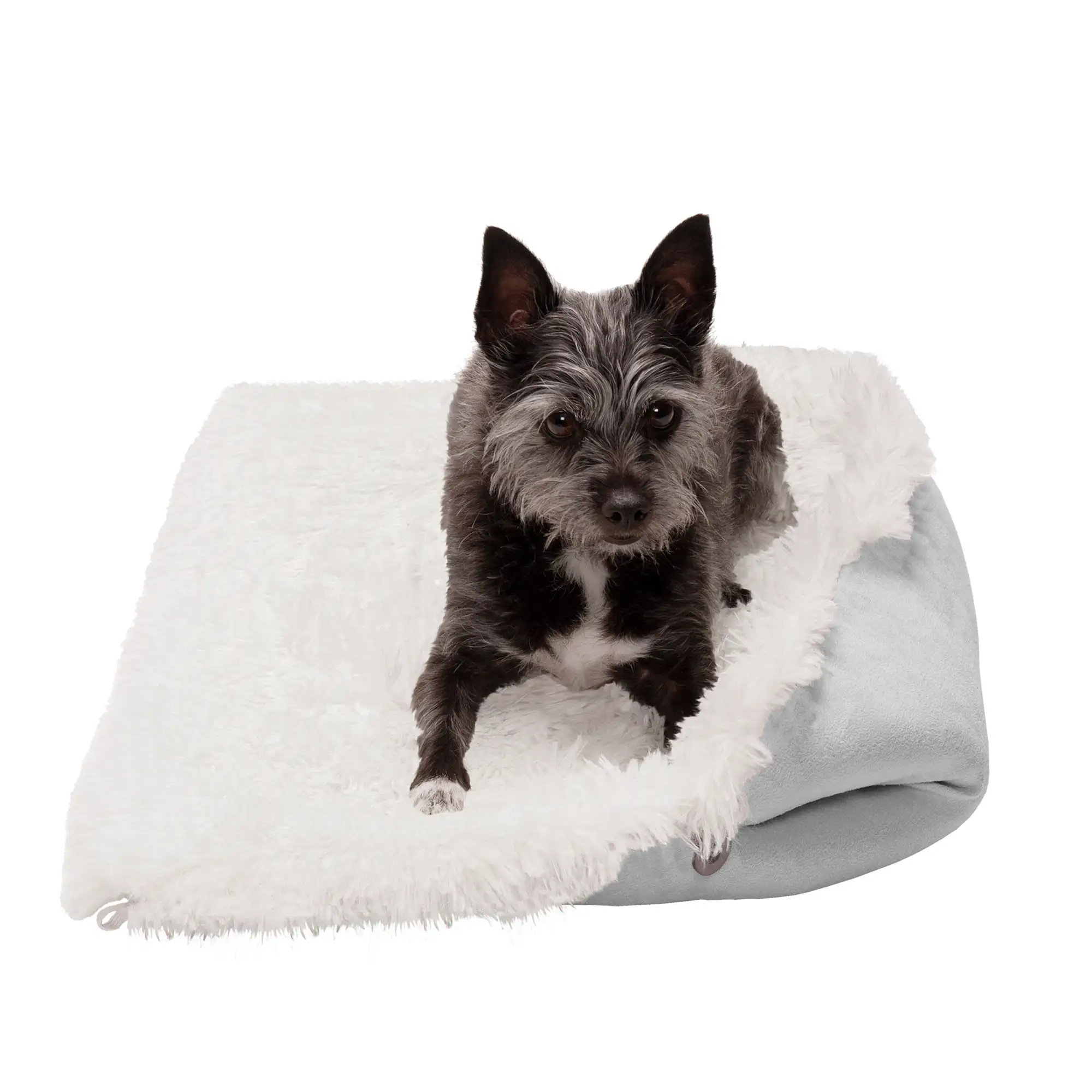 FurHaven | Convertible Self-Warming Cuddle Pet Mat & Bed for Dogs & Cats. Silver. Small