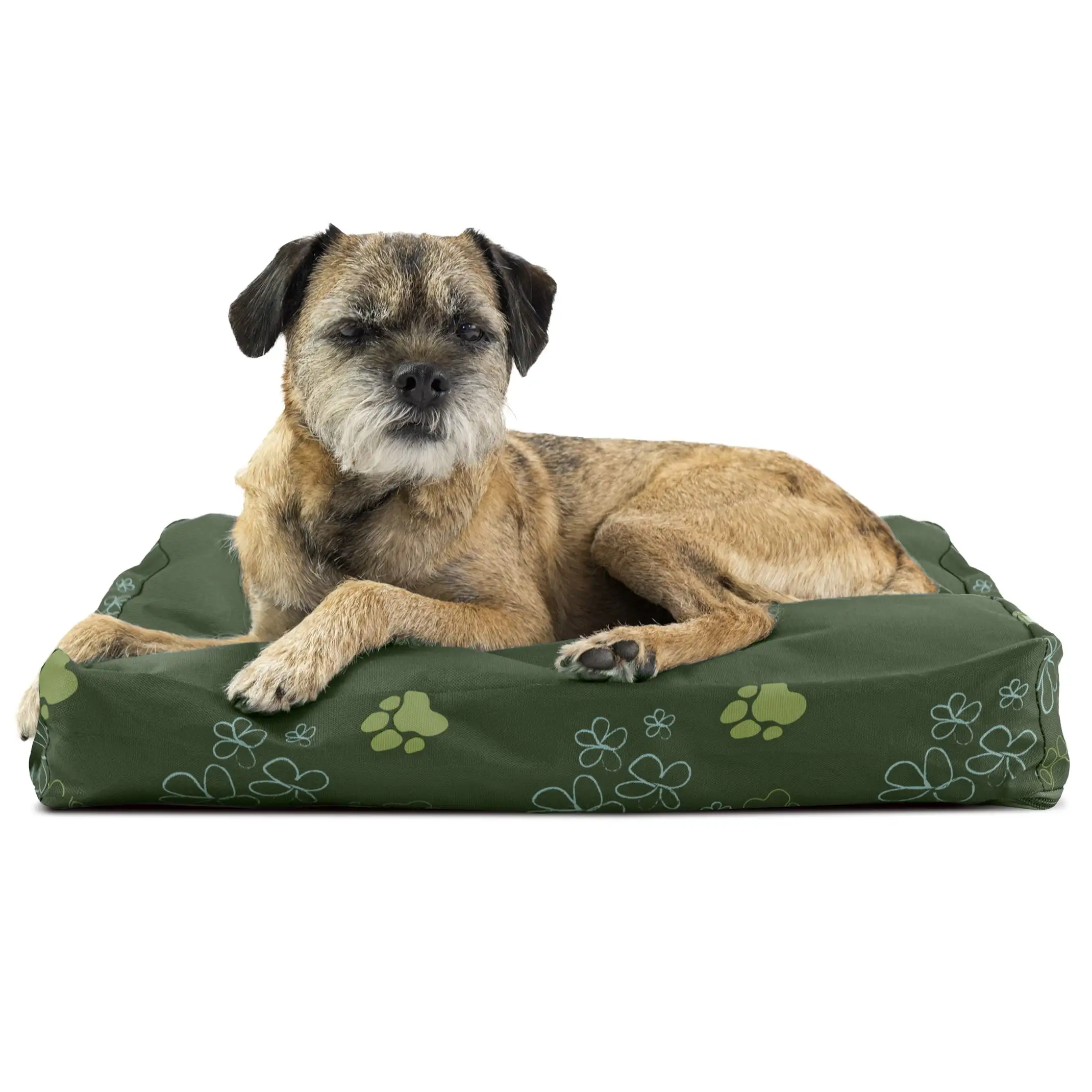 FurHaven Pet Dog Bed | Deluxe Indoor/Outdoor Garden Pillow Pet Bed for Dogs & Cats. Jungle Green. Small