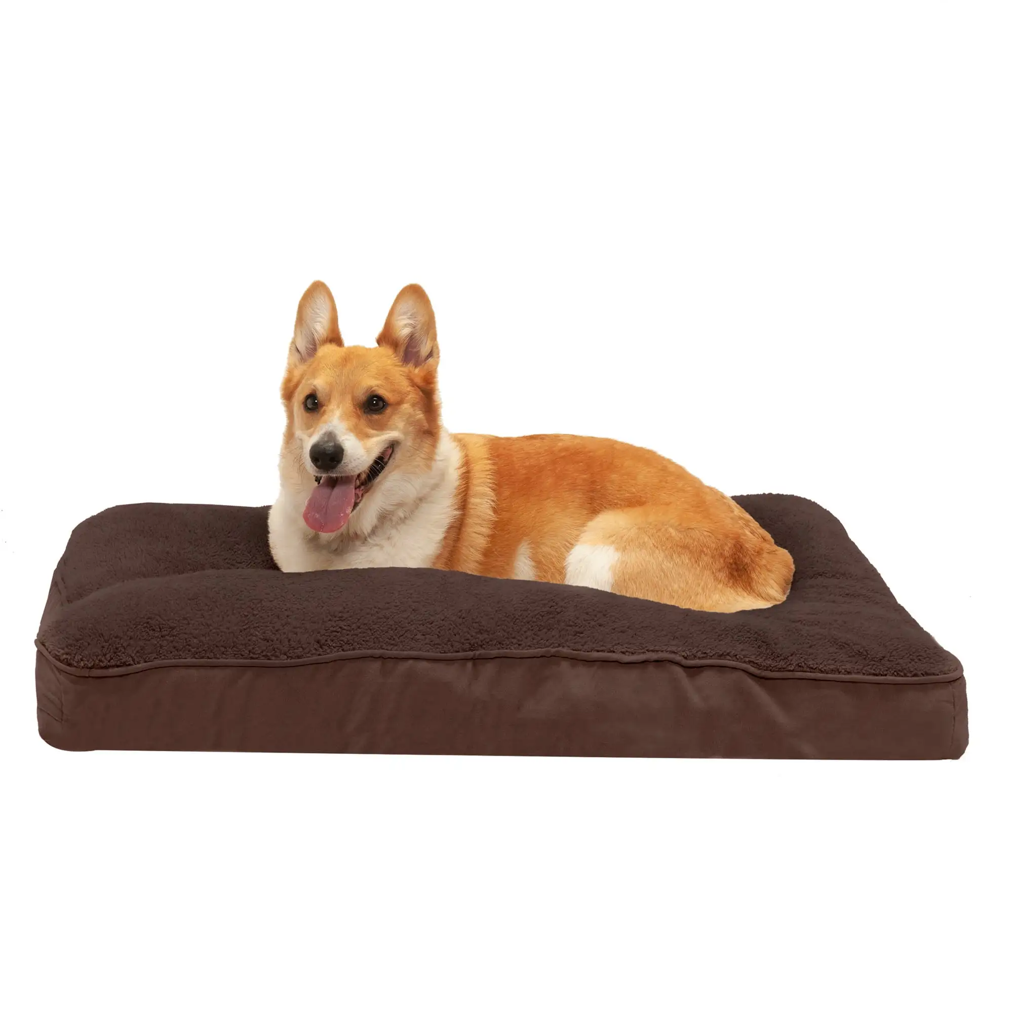 FurHaven Pet Dog Bed | Deluxe Terry & Suede Snuggle Pillow Pet Bed for Dogs & Cats. Espresso. Large