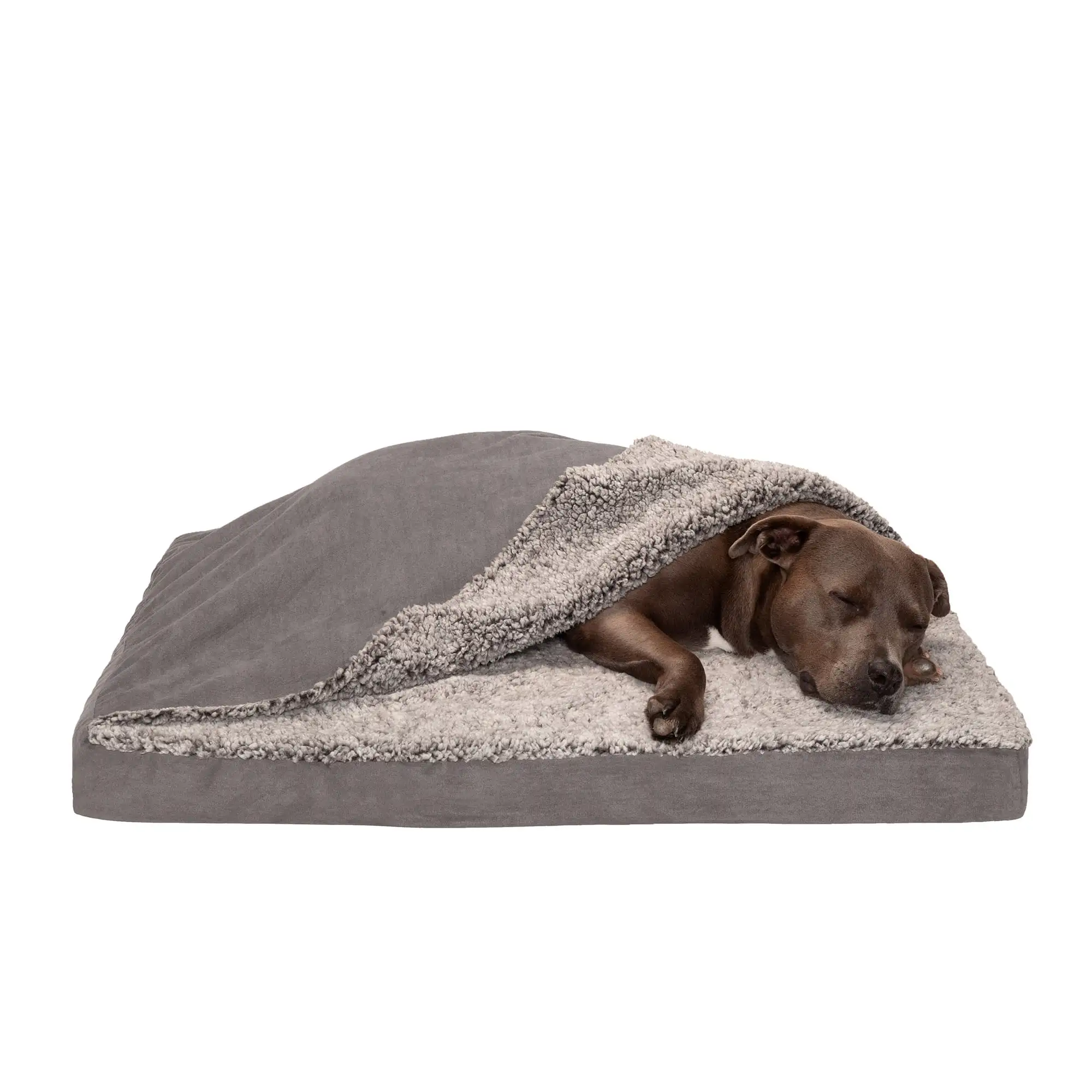 FurHaven Pet Products Berber & Suede Blanket-Top Cooling Gel Pet Bed for Dogs & Cats - Gray. Large