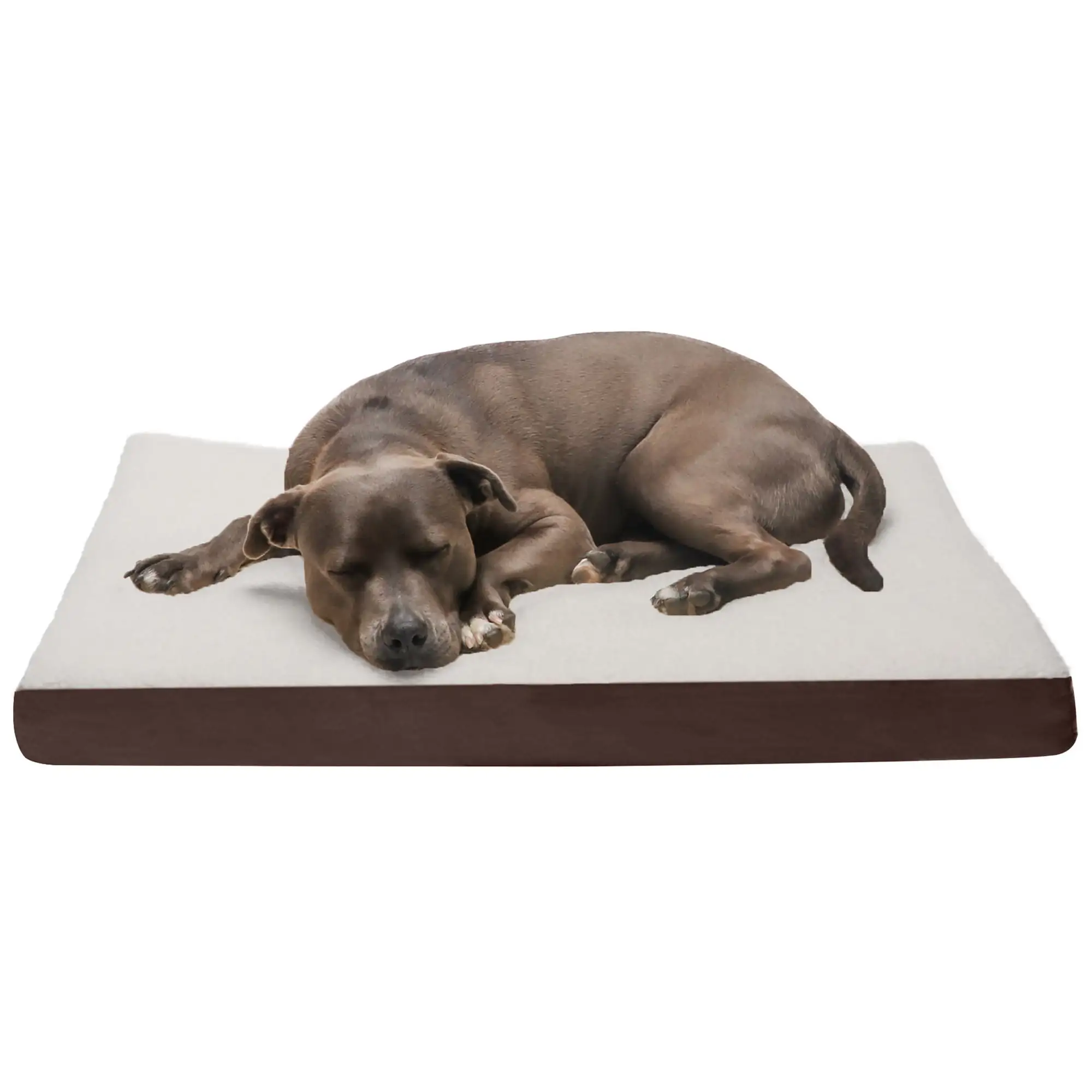 FurHaven Pet Products Faux Sheepskin & Suede Deluxe Cooling Gel Memory Foam Pet Bed for Dogs & Cats - Espresso. Large