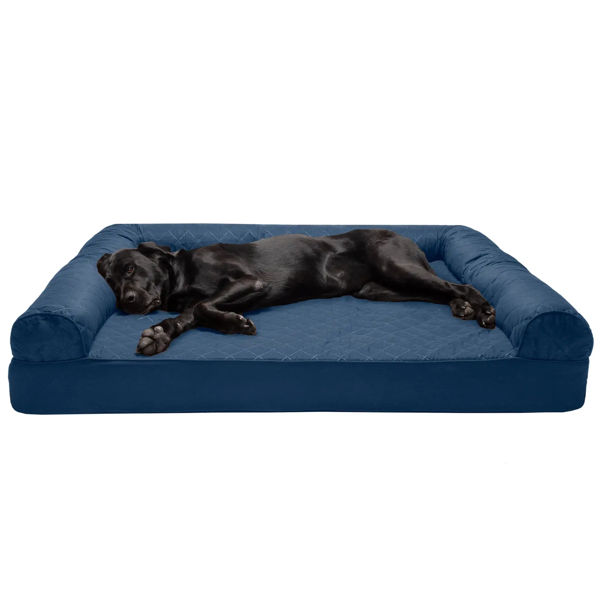 FurHaven Pet Products Quilted Full Support Orthopedic Sofa Pet Bed for Dogs & Cats - Navy. Jumbo Plus