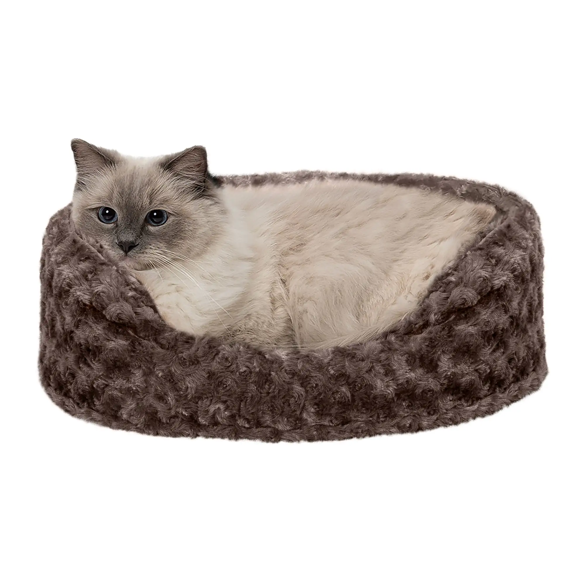 FurHaven Pet Products Ultra Plush Oval Pet Bed for Dogs & Cats - Chocolate. Small